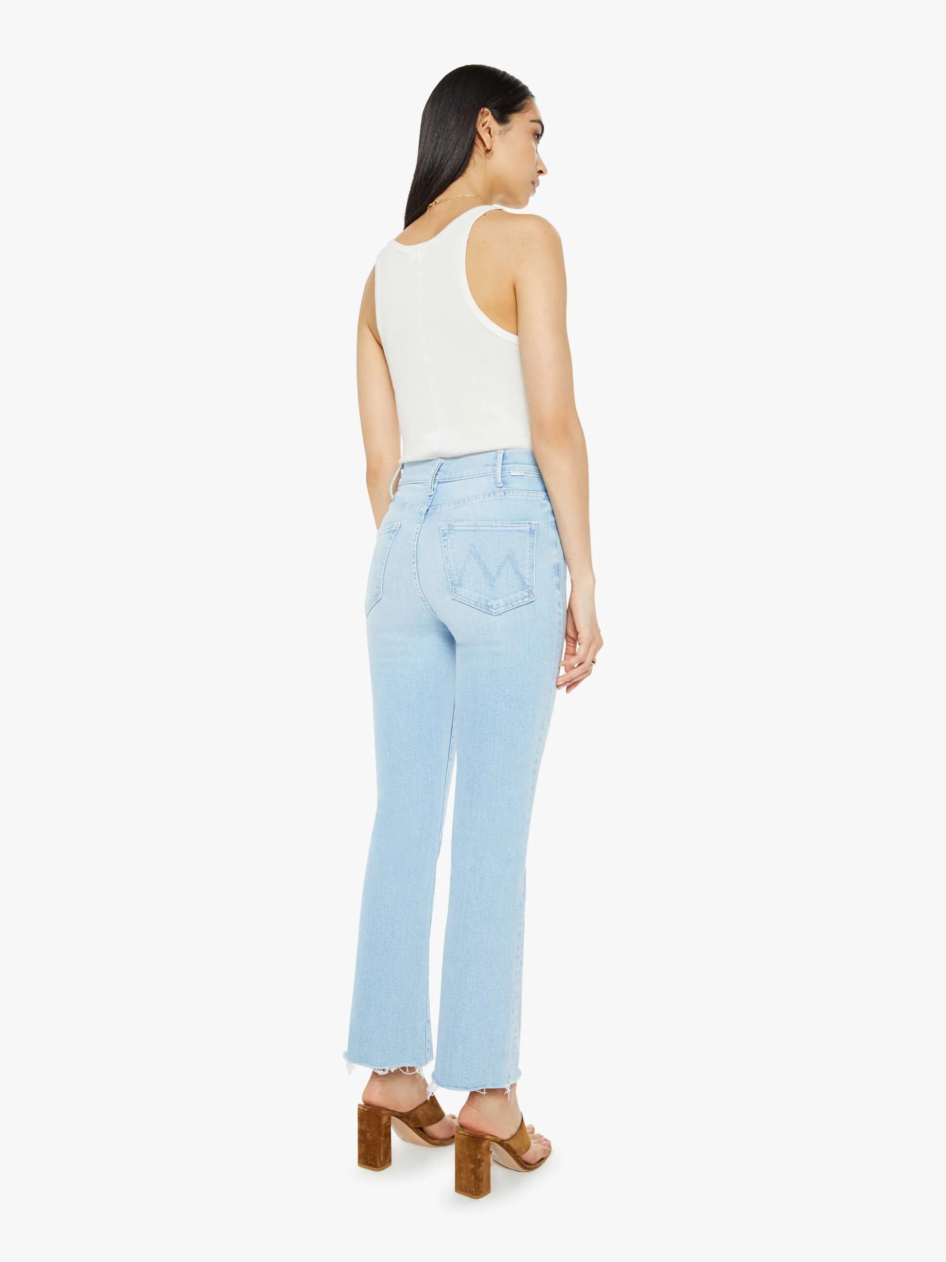 Mother Hustler Ankle Fray Distressed Denim Jeans for Women - Trendy Ripped Ankle Jeans for Casual Outfits & Streetwear