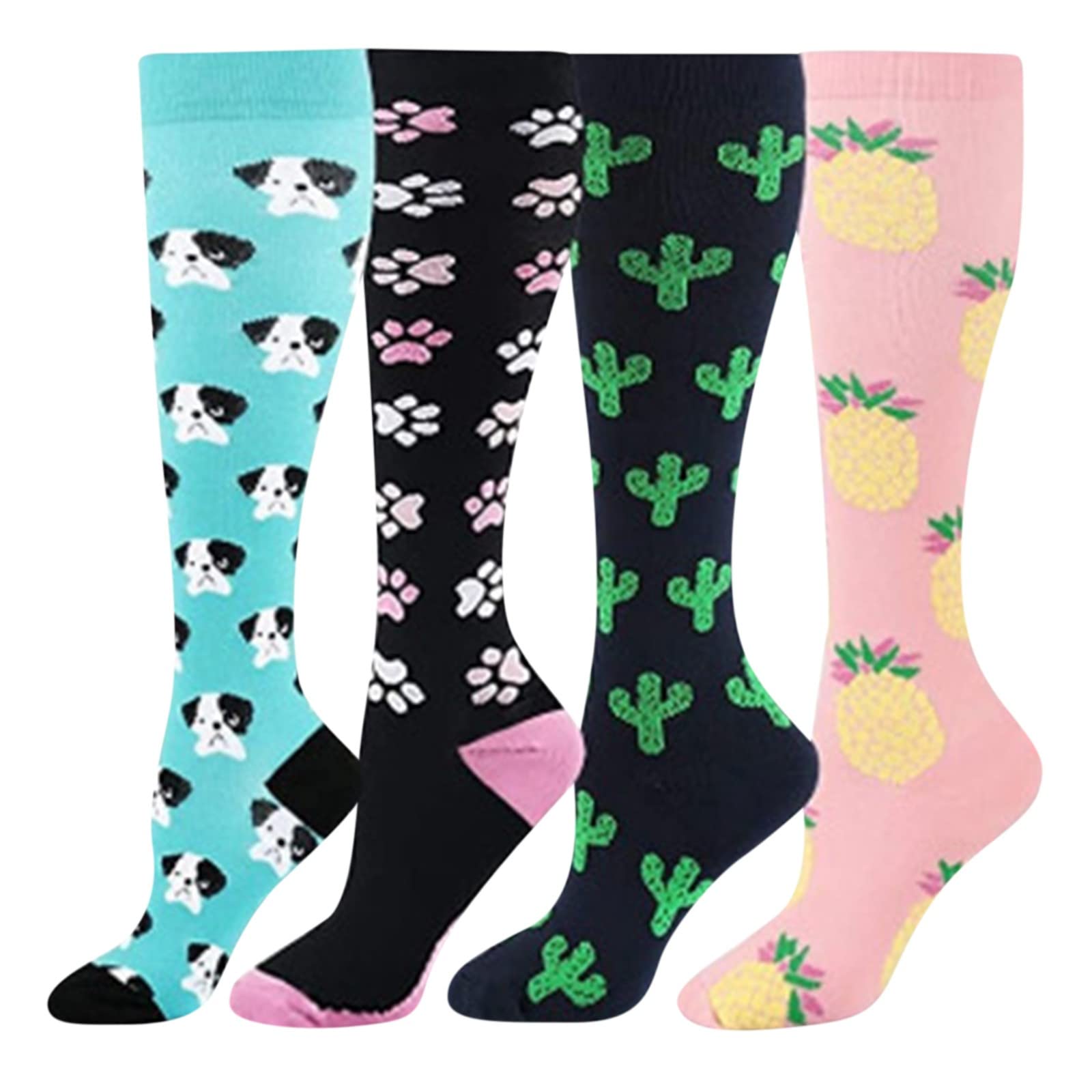 Best Compression Socks for Women & Men - 4 Pairs Unisex Sports Socks with Calf Support (Black, S-M) - Perfect for Running, Travel & Recovery