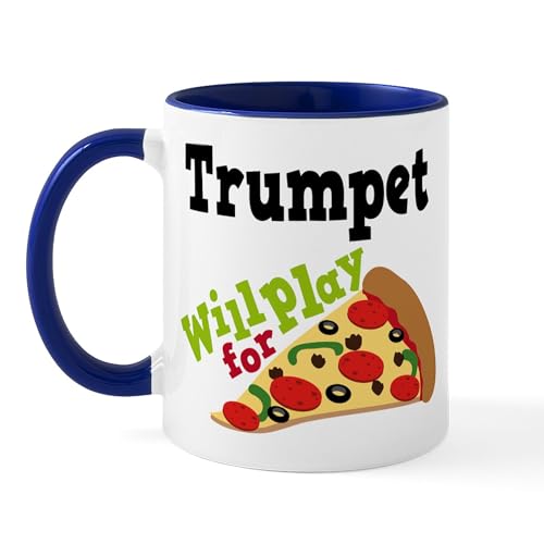 White/Navy Inside - Trumpet Play For Pizza Mug