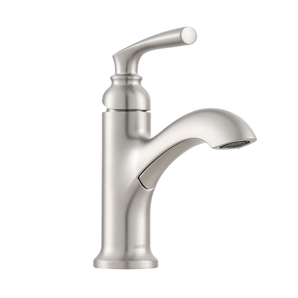 MOEN® Stainless Steel 4-Inch Centerset Bathroom Faucet with Deck Plate - Perfect for Bathroom Sink, Vanity, and Powder Room Installation