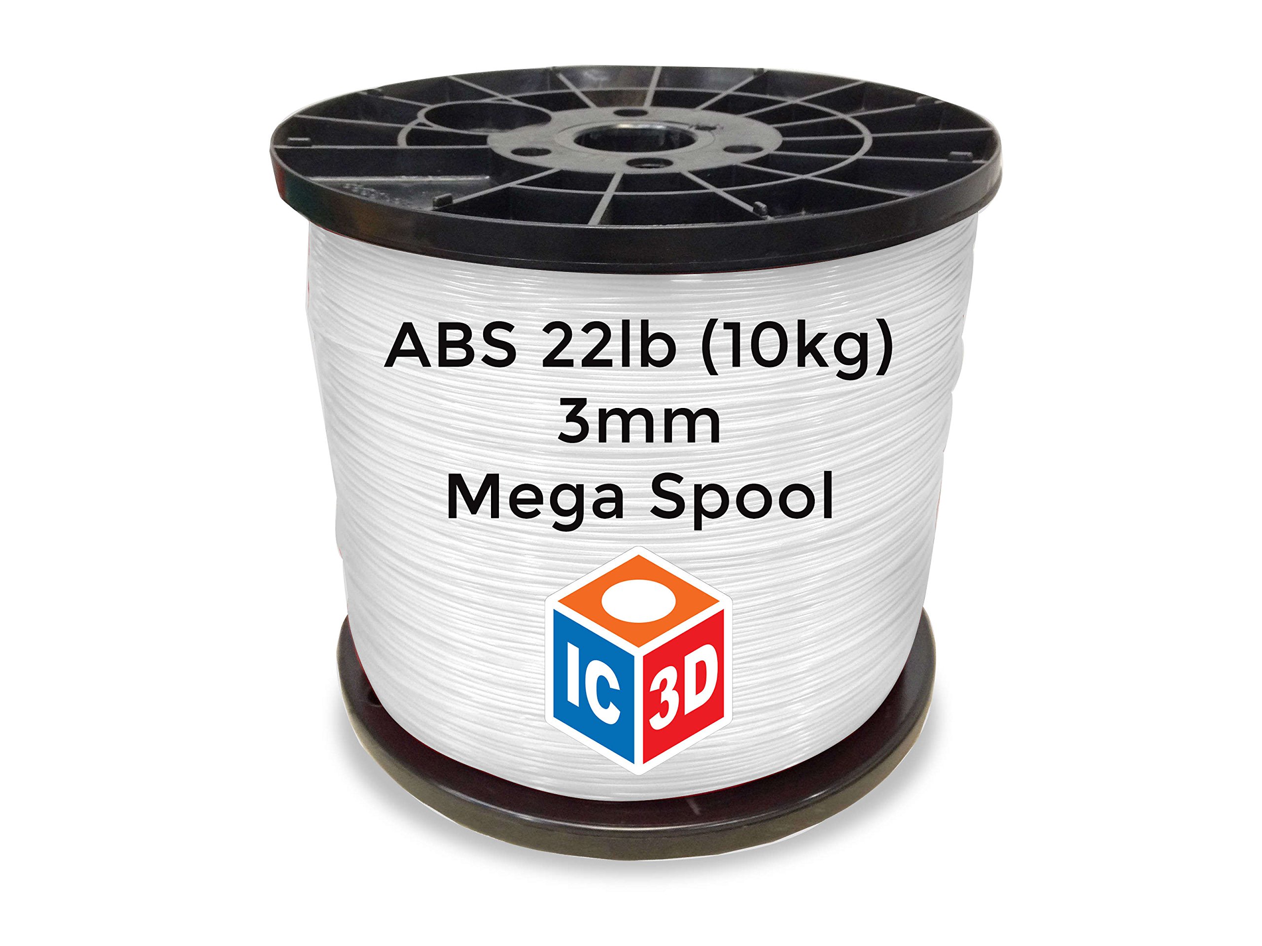 Premium White 2.85mm ABS 3D Printer Filament - 10kg Spool - High Precision +/-0.05mm - Professional Grade 3D Printing Material - Made in USA - Perfect for Cosplay Props, Functional Prototypes & Engineering Models