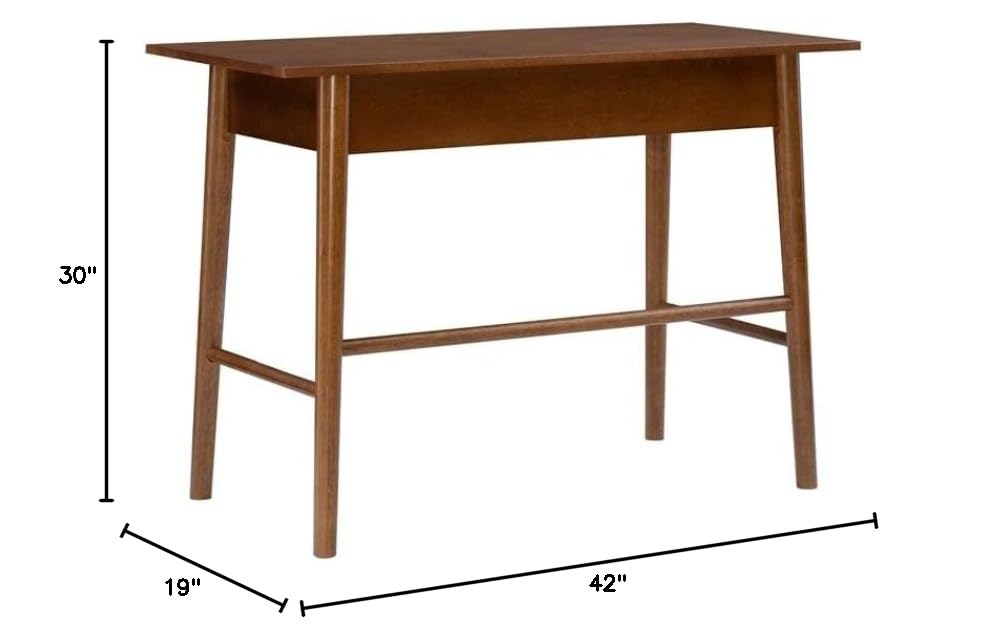 UrbanPro Mid-Century Modern 1-Drawer Wooden Desk with Rounded Legs in Warm Walnut Finish - Perfect for Home Office, Study Room & Small Space Workstations