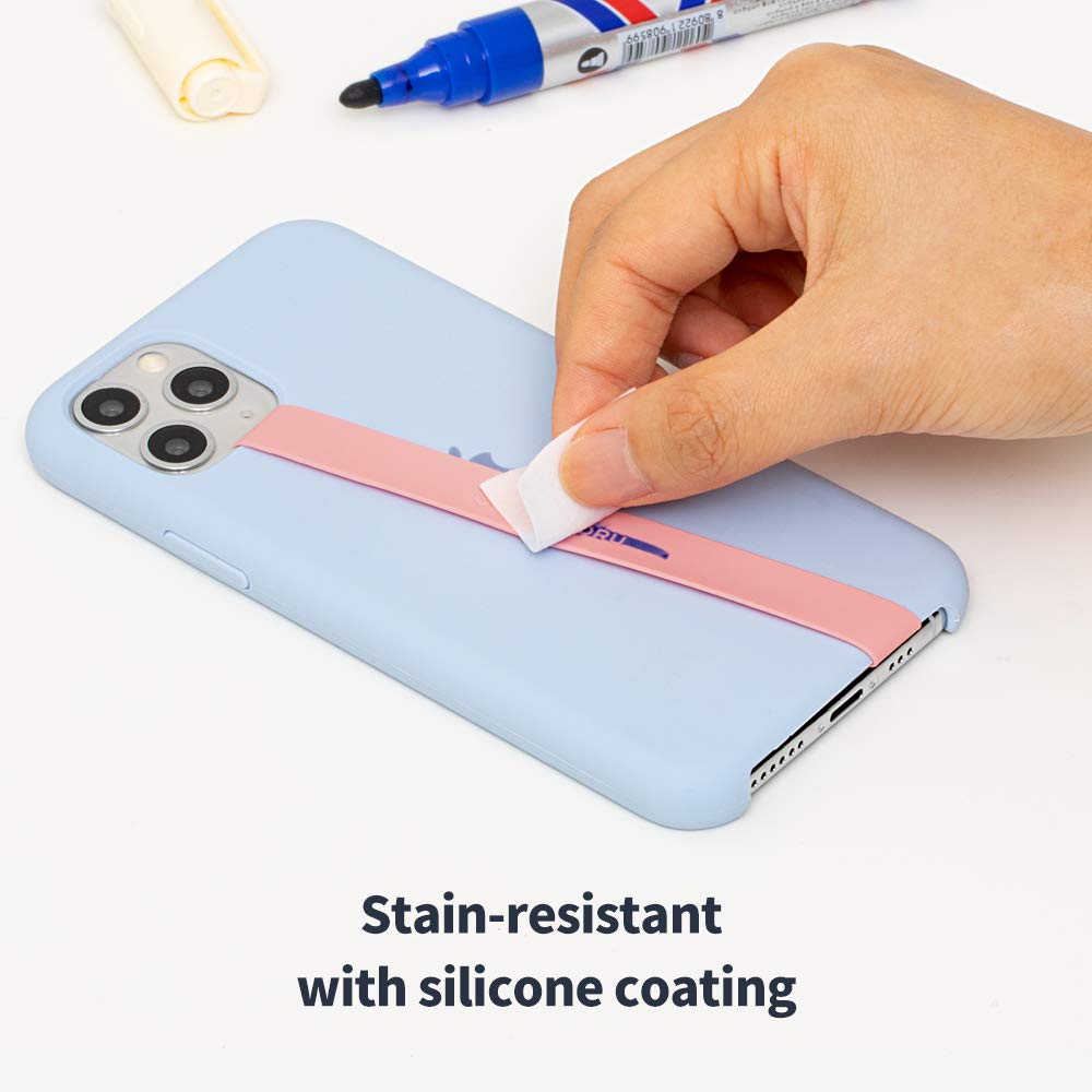 Sinjimoru Stretchable Silicone Phone Strap - Flexible Elastic Grip Holder for iPhone & Android - Secure Phone Loop with Finger Grip & Wireless Charging Support (Navy) - Perfect for Gym, Running, Travel & Everyday Use