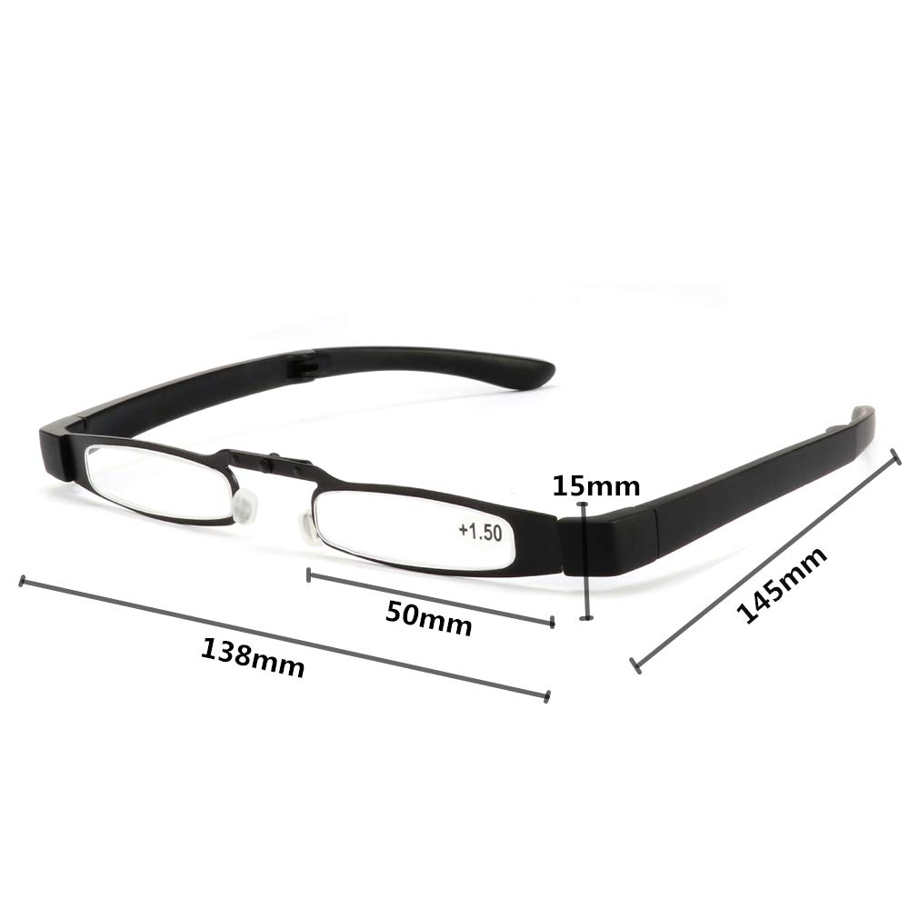 Ultra-Light Mini Portable Folding Metal Frame Reading Glasses - Unisex Readers Glasses QS2080 | Perfect for Travel, Reading & Outdoor Activities
