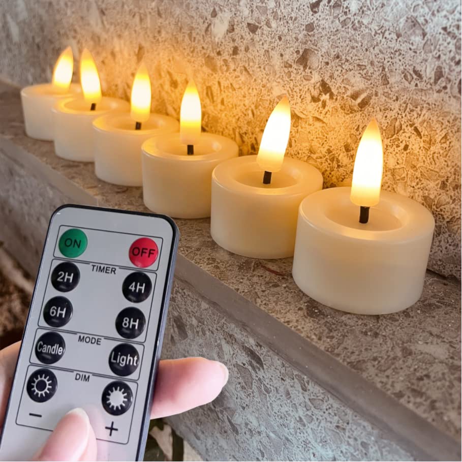 Battery Operated LED Flameless Flickering Tea Light Candles with Remote Control & Timer - White Electric Votive Candles for Valentine's Day, Anniversary, Wedding, and Home Decor - Perfect for Romantic Dinners, Centerpieces, and Holiday Lighting