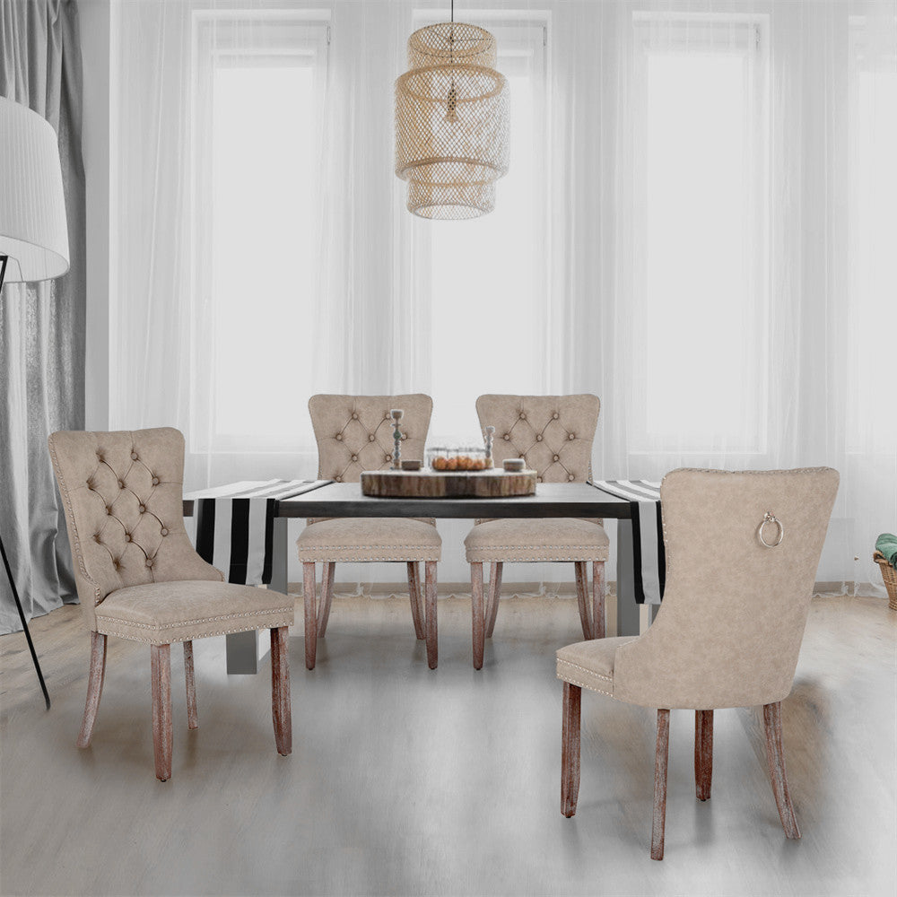 PU Leather Wingback Dining Chairs Set of 2 - Modern Side Chairs for Dining Room, Living Room & Office - MFSTUDIO