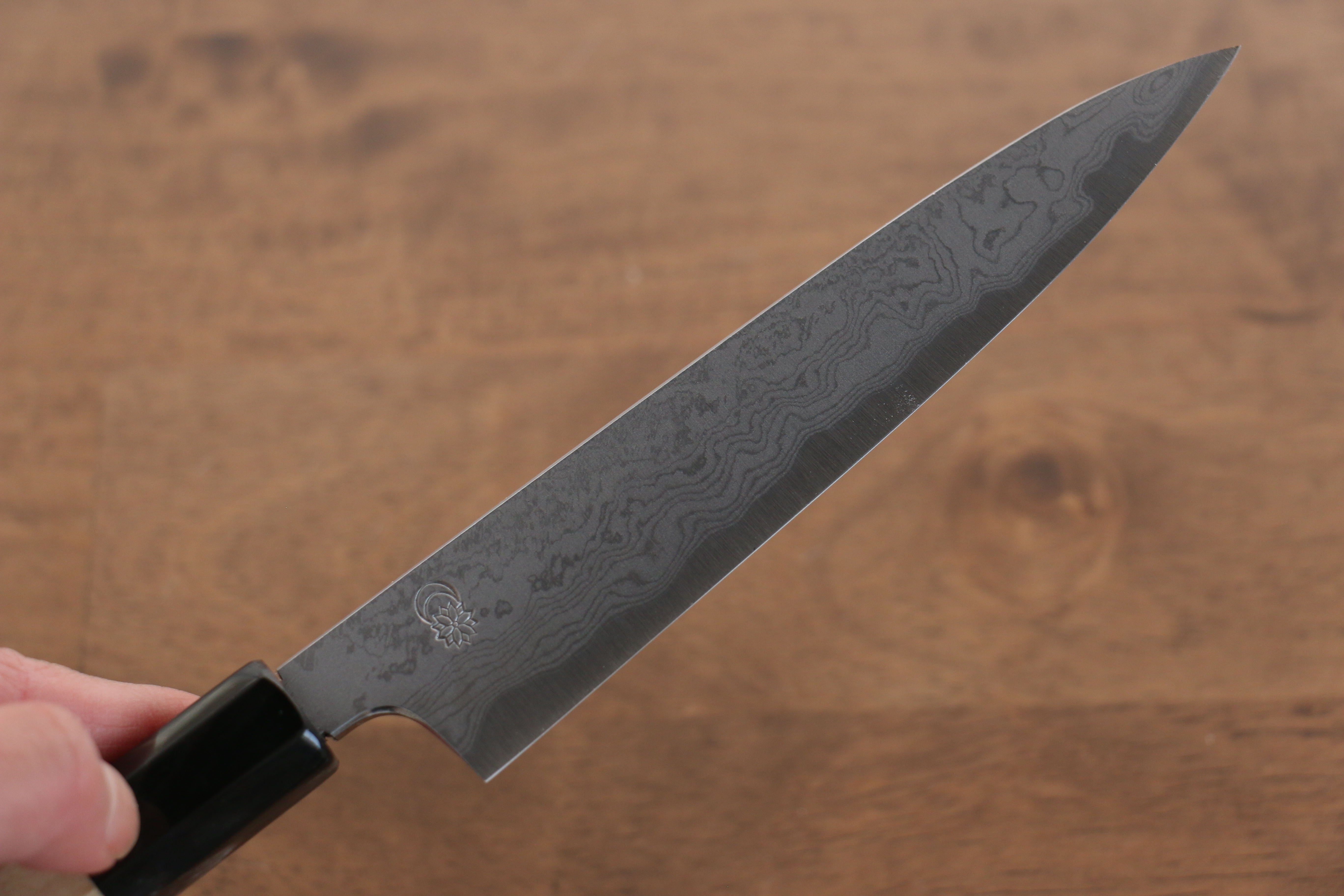 Premium Kikuzuki Blue Steel No.1 Damascus Petty Knife 150mm - Japanese Kitchen Utility Knife with Magnolia Wood Handle - Perfect for Slicing, Dicing & Precision Cutting in Professional & Home Kitchens