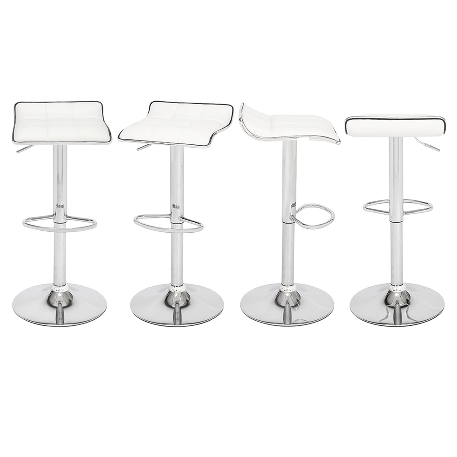 360° Swivel Adjustable Modern Bar Stool with Soft-Padded Square Seat & Curved Footrest - PU Fabric White Bar Chair for Kitchen Island, Home Bar & Dining Counter - Comfortable Height Adjustable Stool for Breakfast Nook, Coffee Bar & Restaurant - Perfect for Home Decor, Kitchen Seating & Commercial Use - TOMYEUS Bar Stools - Ideal for Small Spaces, Apartment Living & Stylish Entertaining