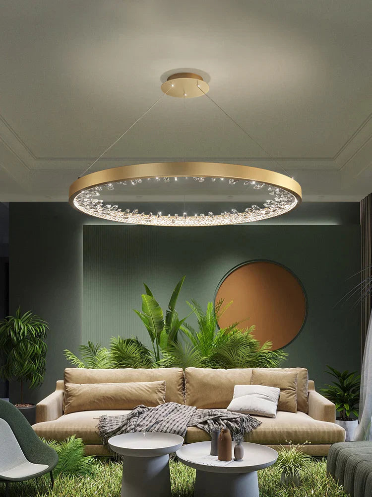 Luxury Crystal Chandelier - Elegant Round Ceiling Light Fixture for Dining Room, Living Room, Bedroom & Foyer | Modern Home Decor Lighting