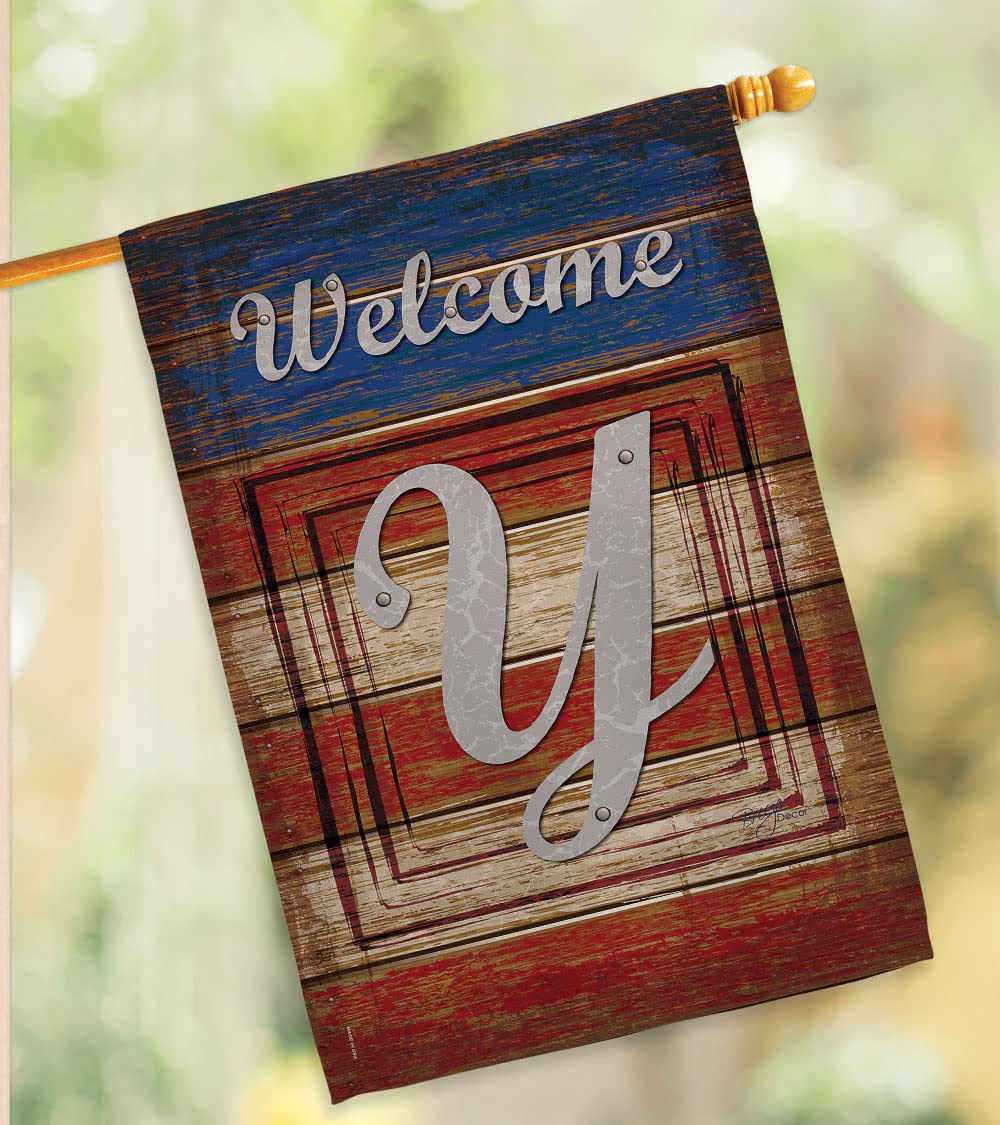 Y Initial Patriotic House Flag Set 28x40