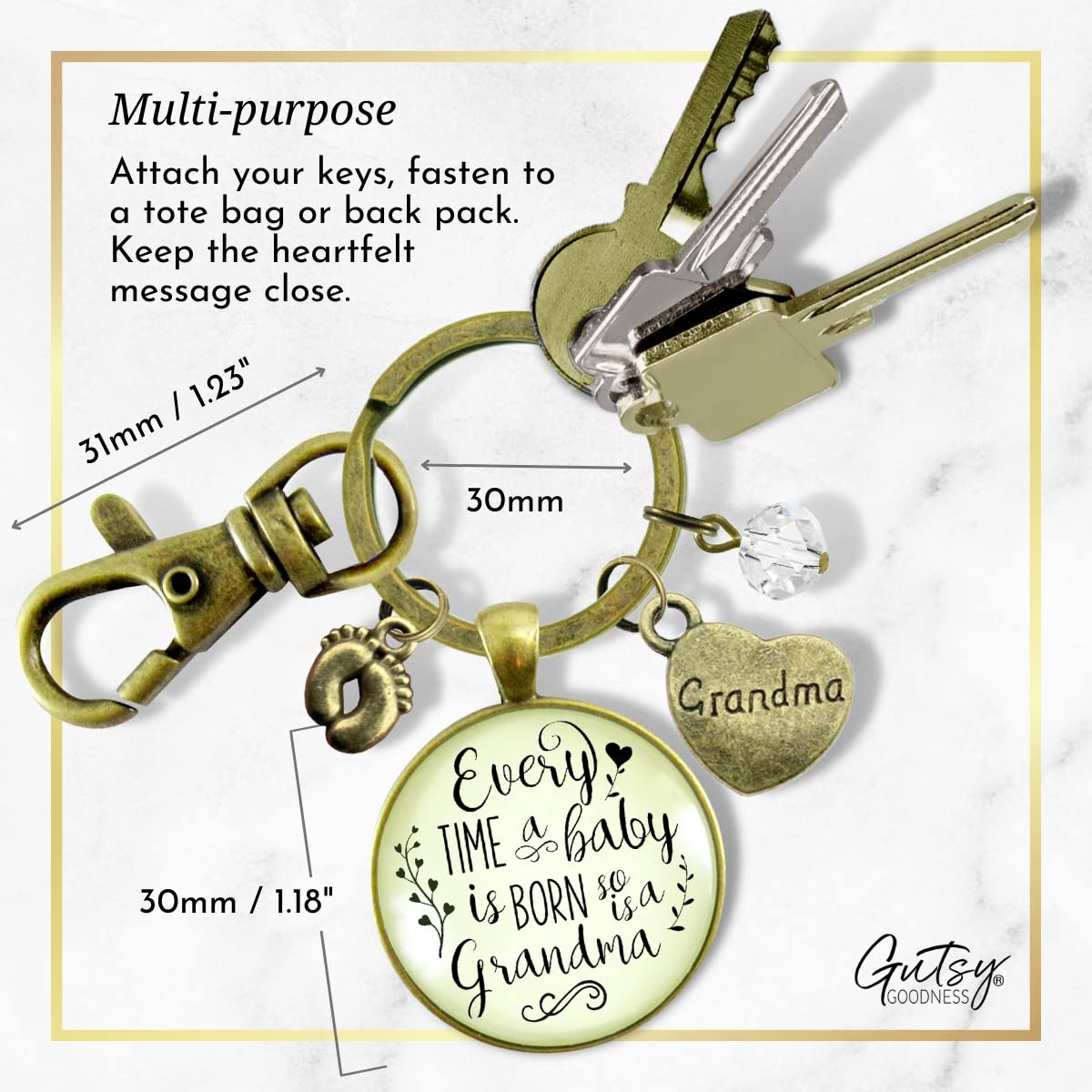 Personalized Pregnancy Announcement Keychain for Grandma - Engraved Grandmother Gift to Reveal New Baby - Perfect for Baby Shower, Gender Reveal & Grandparent Gifts