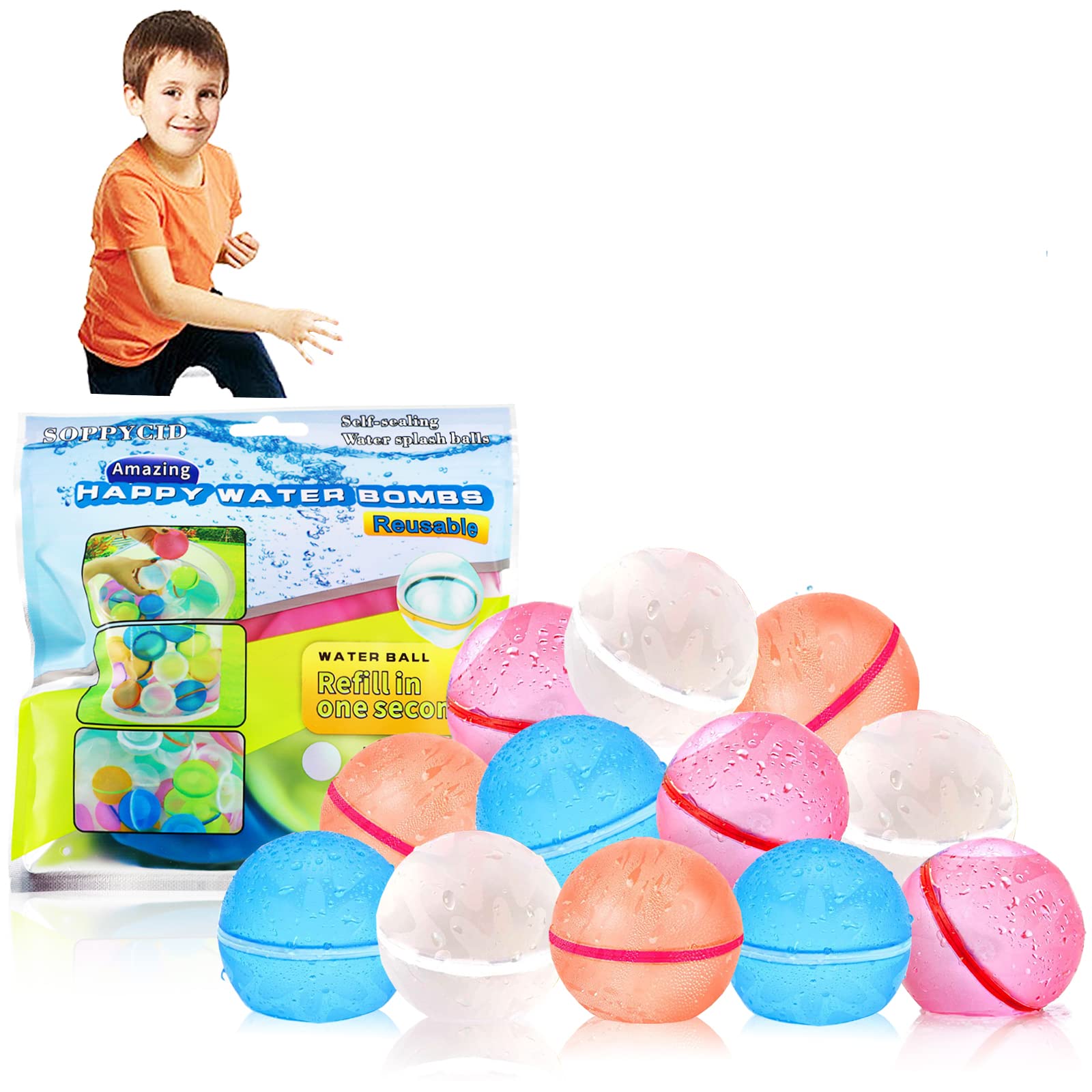 **Quick-Fill Self-Sealing Magnetic Reusable Water Balloons – Refillable Splash Balls for Kids, Pool, and Water Fights – Fun Outdoor Bath Toys for Summer Play**    *(Perfect for backyard parties, beach games, and summer splash battles!)*