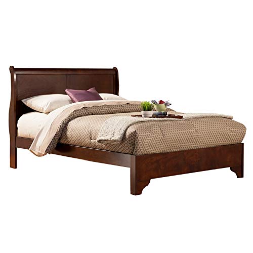 Home Square 4-Piece Bedroom Set with 2 Nightstands, Full Wood Sleigh Bed & Dresser - Complete Bedroom Furniture for Master Suite or Guest Room