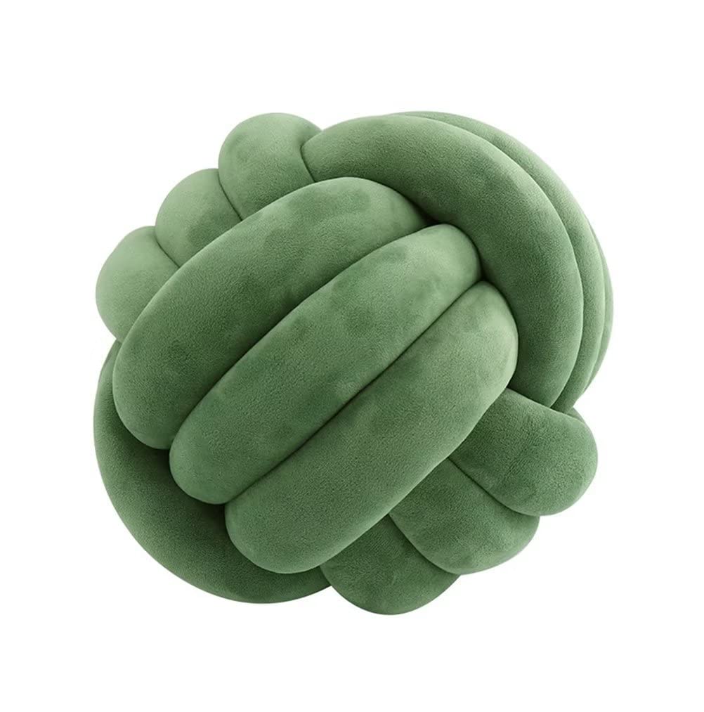 Mauuwy Green Knot Ball Throw Pillows - 11 Inch Round Decorative Pillow for Bed, Couch, Sofa, Office & Car - Soft Accent Pillow for Living Room, Bedroom & Home Decor