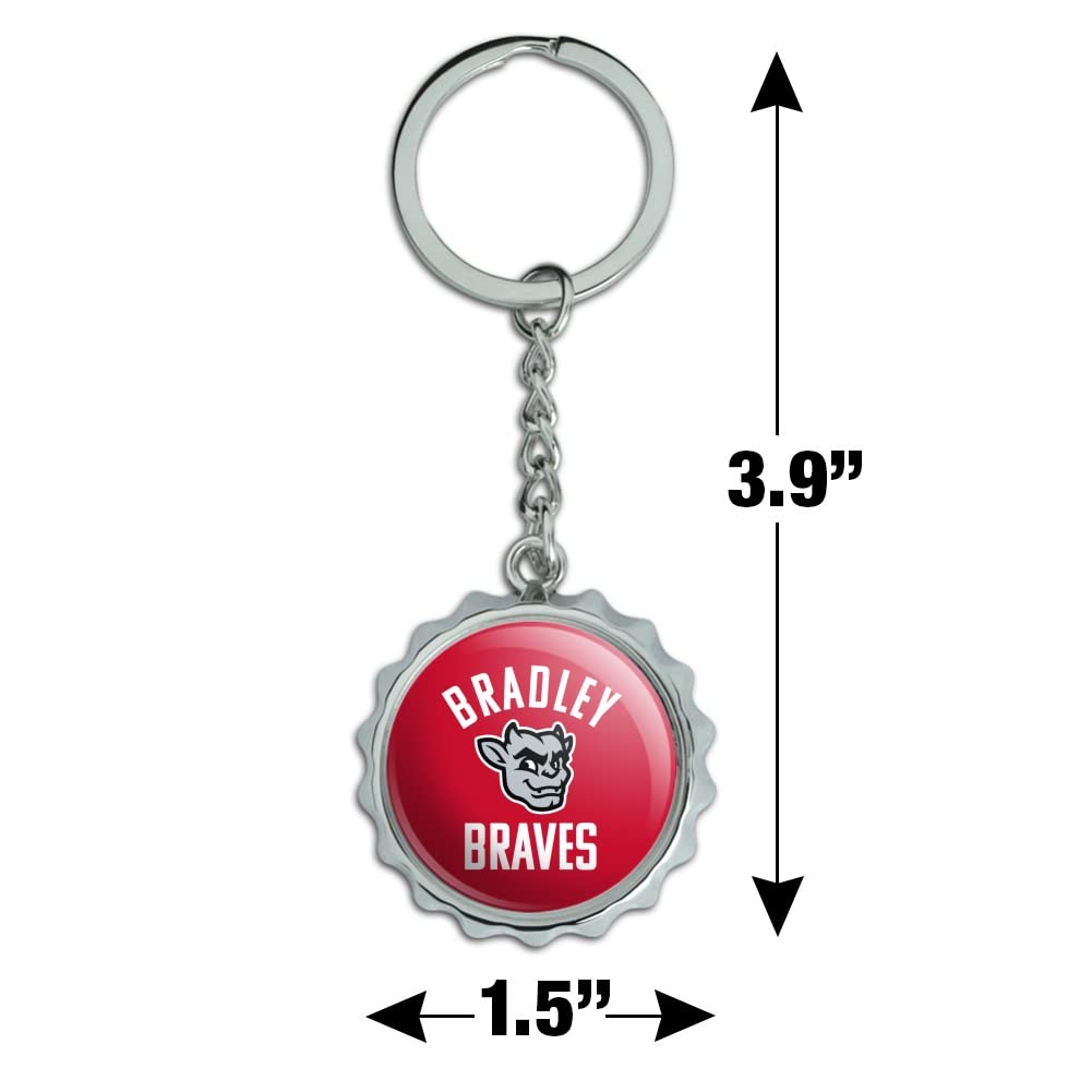 Bradley University Braves Keychain - Chrome Plated Metal Bottle Opener with Pop Cap - Perfect for Gifts, Alumni Events & Tailgating Parties