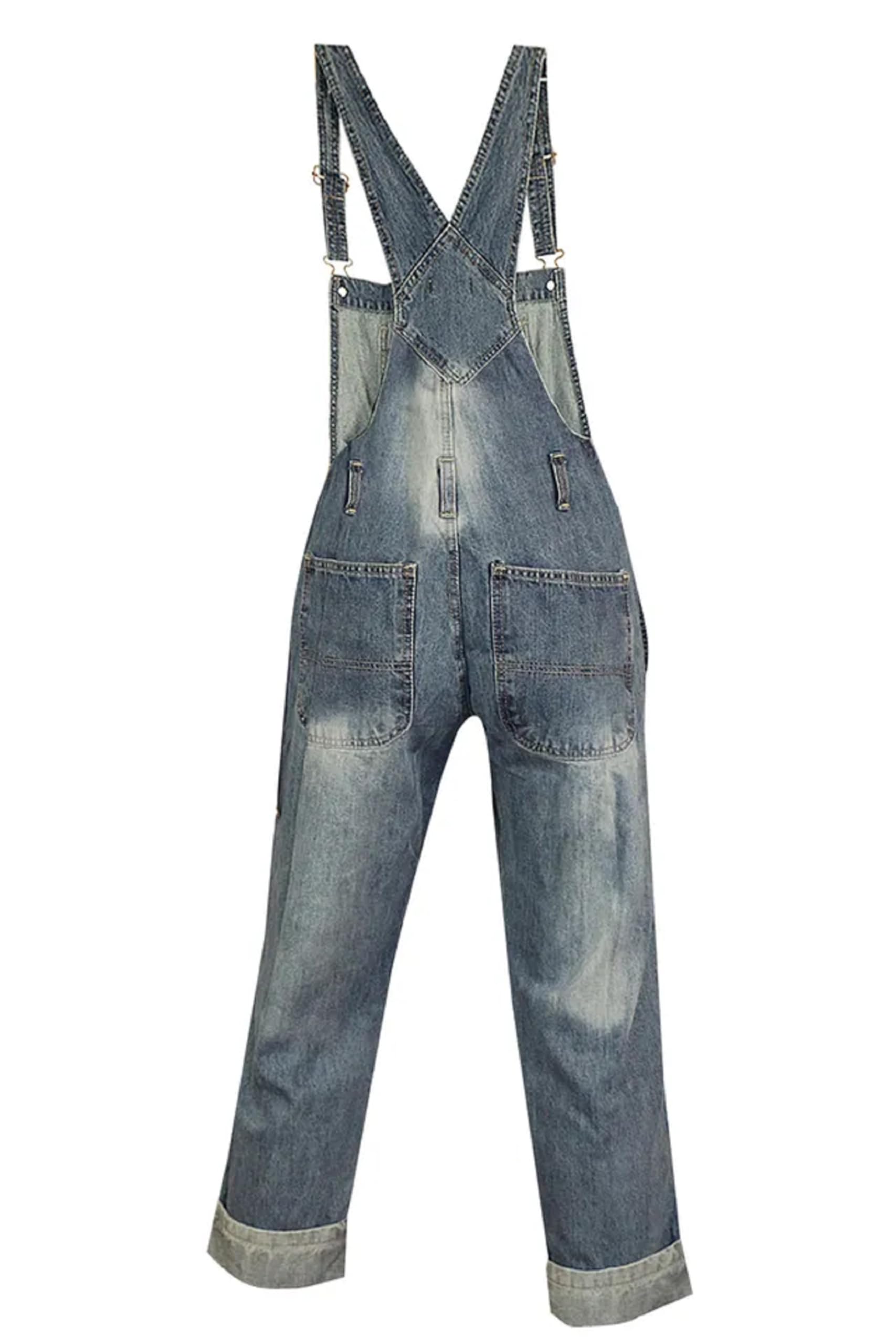 Women's Clove Jeans Capri Dungarees - Straight Leg Blue Denim Jumpsuit with Coin Pocket - Plus Size 8-22 - Casual Outfit for Work, Weekend & Street Style