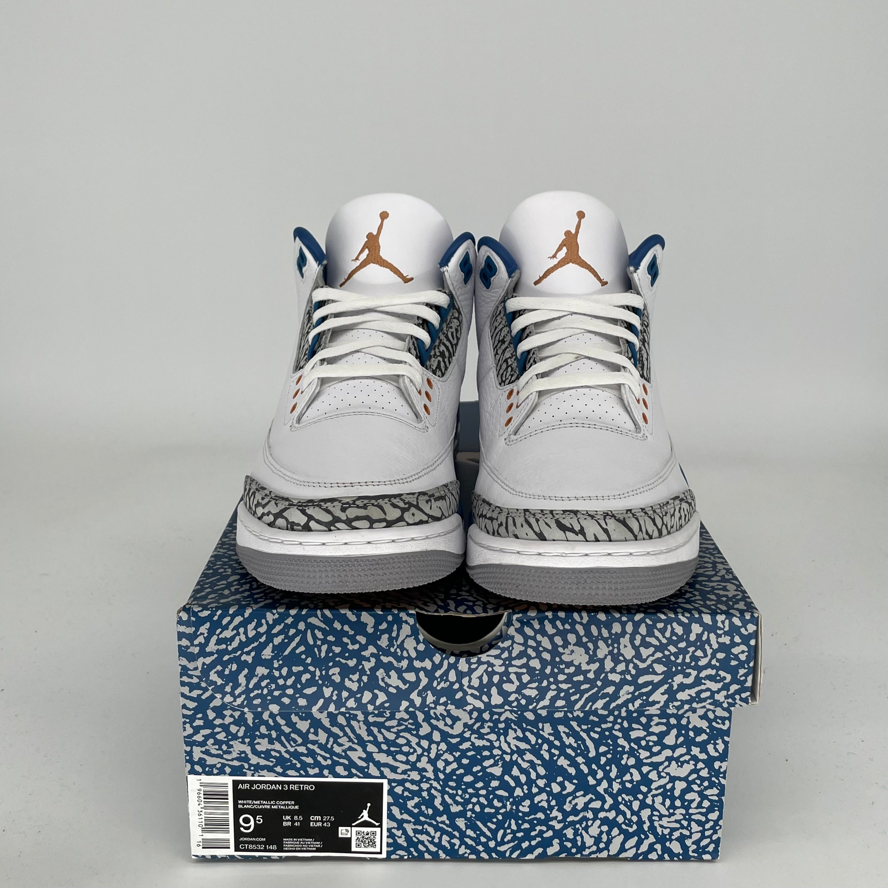 AIR JORDAN 3 WIZARDS Basketball Shoes Men's Size 9.5 - Retro Style Sneakers CT8532-148 for Streetwear & Casual Outfits