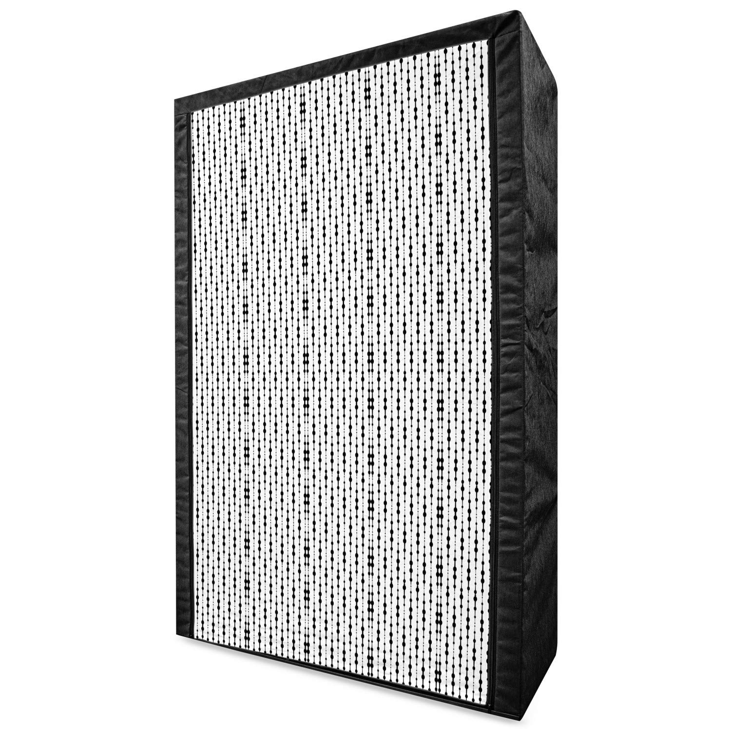 Ambesonne Black and White Abstract Fabric Wardrobe - Portable Clothing Organizer with Shelves, Geometric Lines and Dots Design, 42.5 Inch Storage Closet for Bedroom, Closet, Dorm or Small Spaces