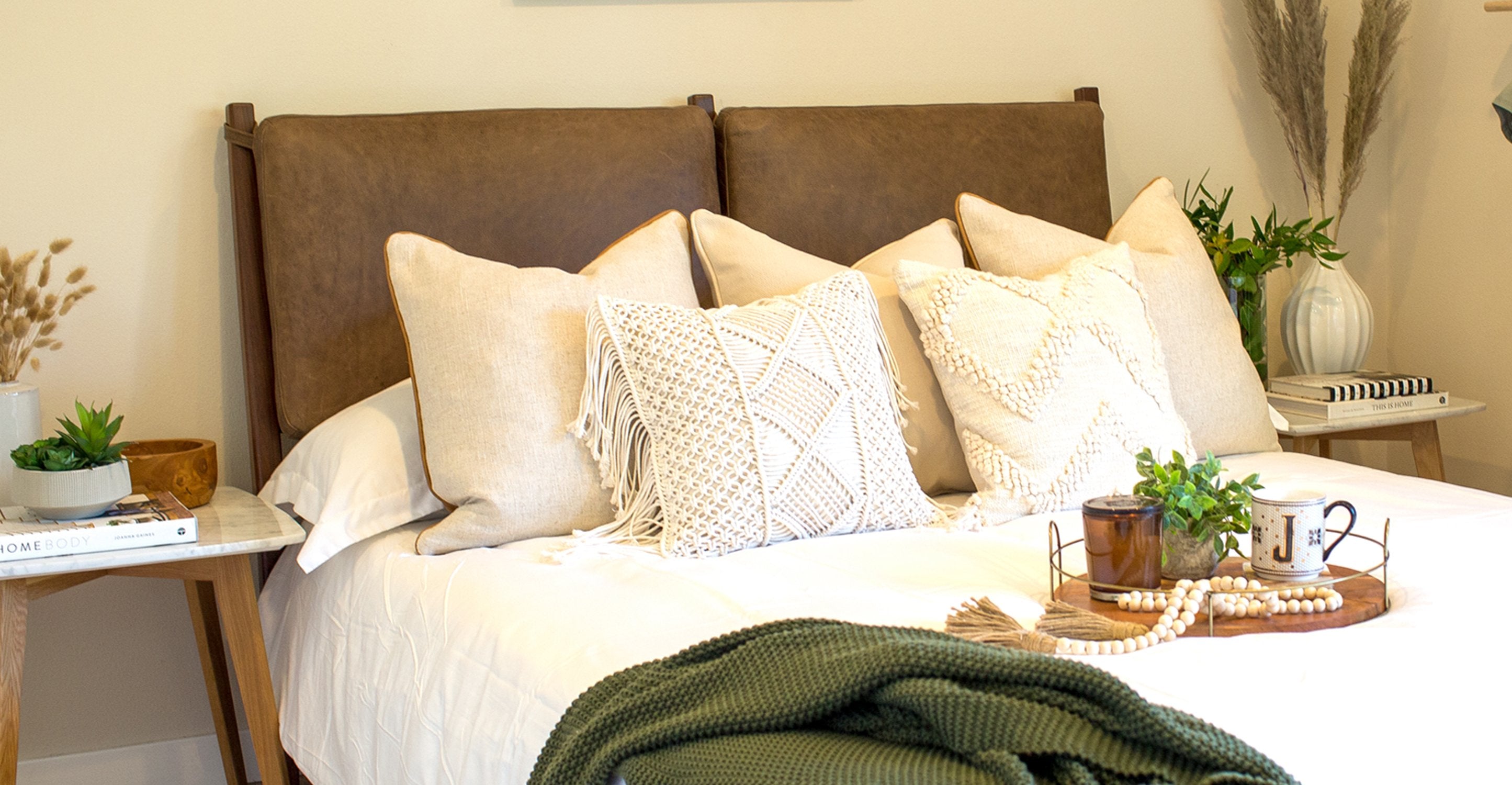 Truro Bed Headboard Cushion Set - Soft Upholstered Backrest Pillows for Bedroom, Queen/King Size - Perfect for Reading, Relaxing & Enhancing Bedroom Decor