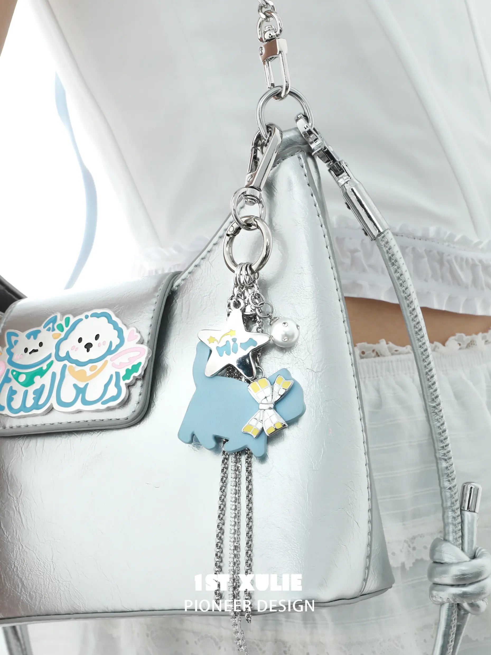 18k Platinum Plated Puppy Keychain Necklace - Detachable Multi-Functional Jewelry for Women | Perfect Gift for Dog Lovers, Birthday & Anniversary (Angel Cuties Brand)