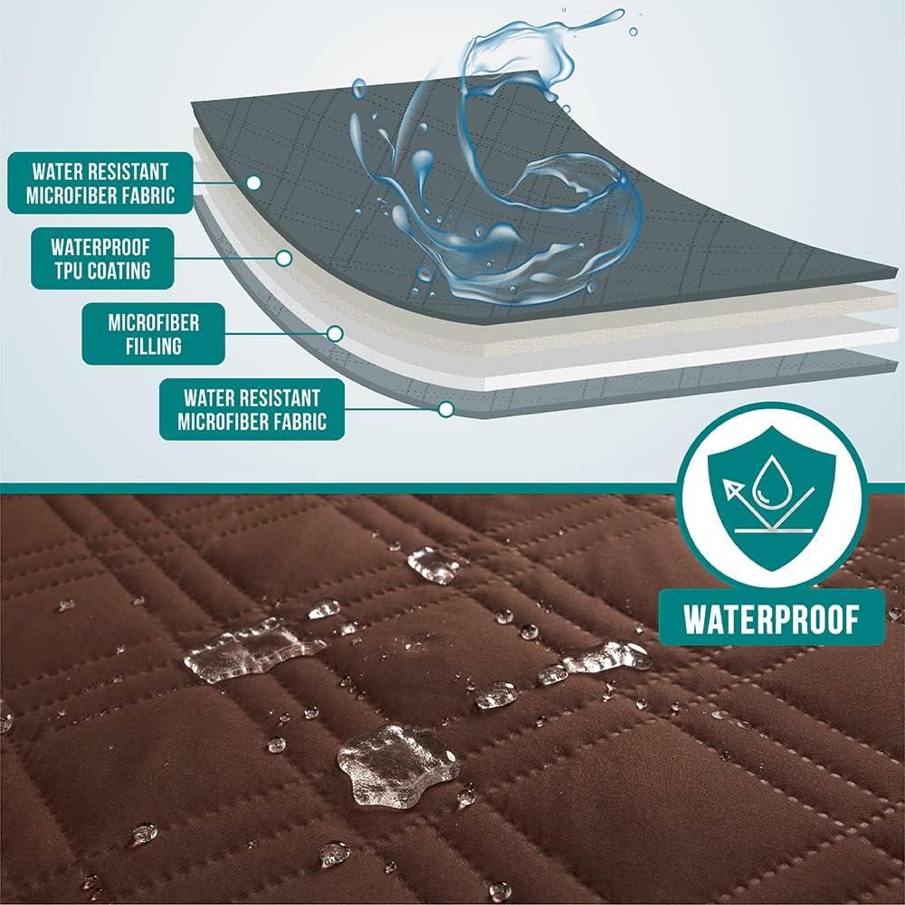**PetAmi Waterproof Couch Cover for Dogs & Cats – Reversible Furniture Protector, Washable Pet Blanket (52x82 Inches, Brown) – Ideal for Sofas, Couches & Pet Beds**