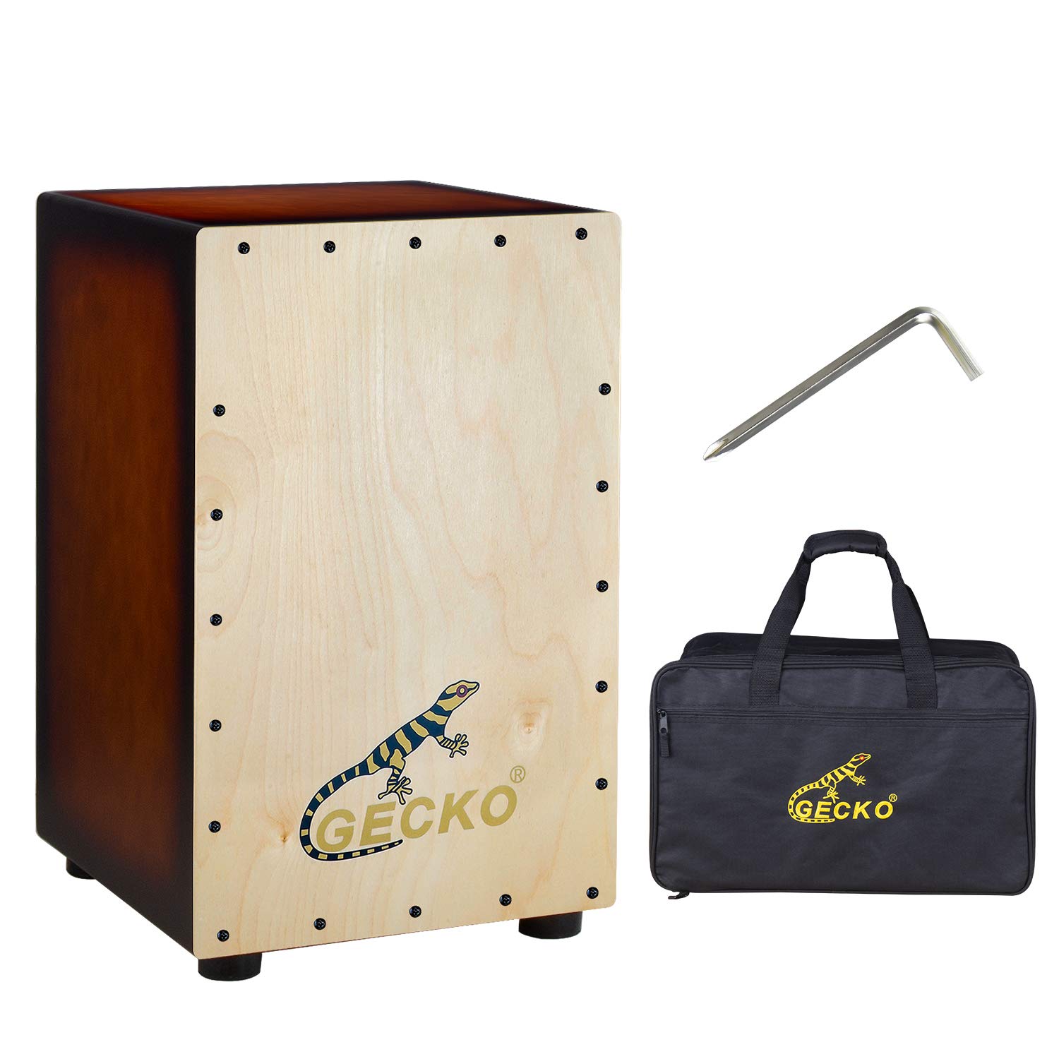 Premium GECKO Cajon Box Drum - Handcrafted Wooden Percussion Instrument with Adjustable Internal Guitar Strings | Perfect for Live Performances, Studio Recording & Music Therapy