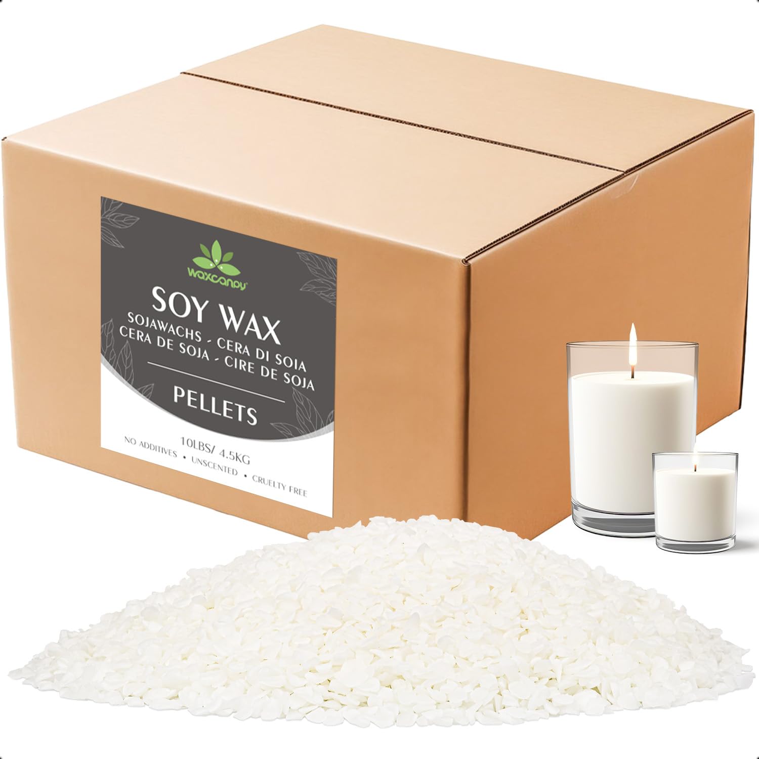 Organic Soy Wax for Candle Making - 100% Natural, Pure & Additive-Free Farm-Grown Soy Wax (10lb) - Perfect for DIY Candles, Wax Melts & Aromatherapy at Home