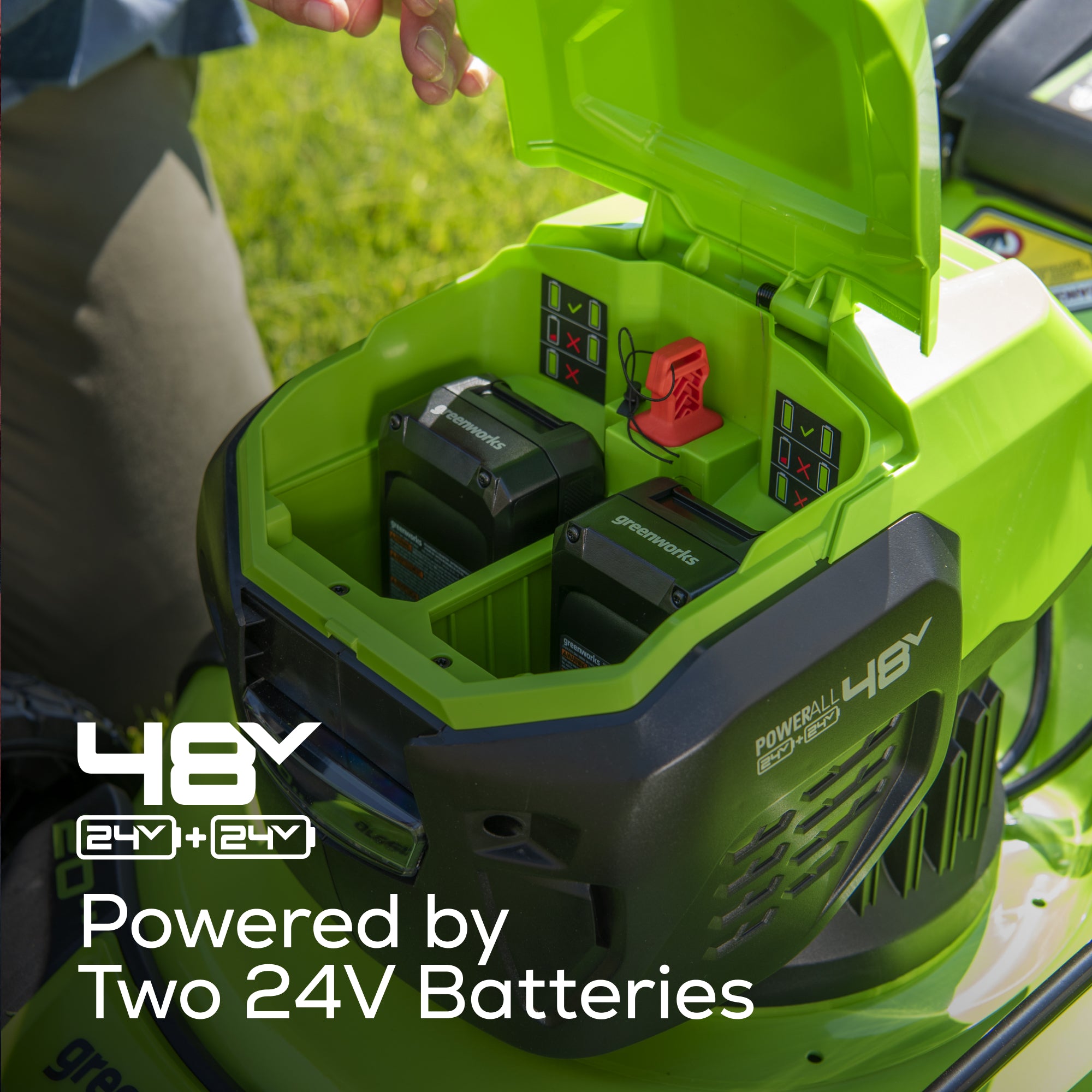 48V (2x24V) 20-Inch Cordless Battery Push Lawn Mower with Two 4.0Ah USB Batteries & Dual Port Fast Charger - Perfect for Medium to Large Yards and Eco-Friendly Lawn Care