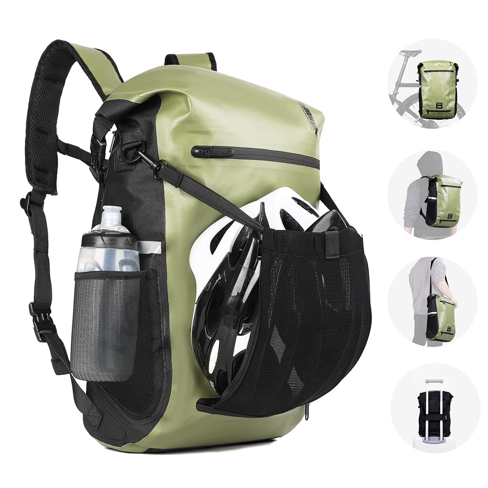 Rhinowalk 22L Waterproof Bike Pannier Bag - Bicycle Rear Rack Bag, Motorcycle Luggage & Shoulder Backpack with Laptop Compartment | Perfect for Commuting, Travel & Professional Cycling Accessories