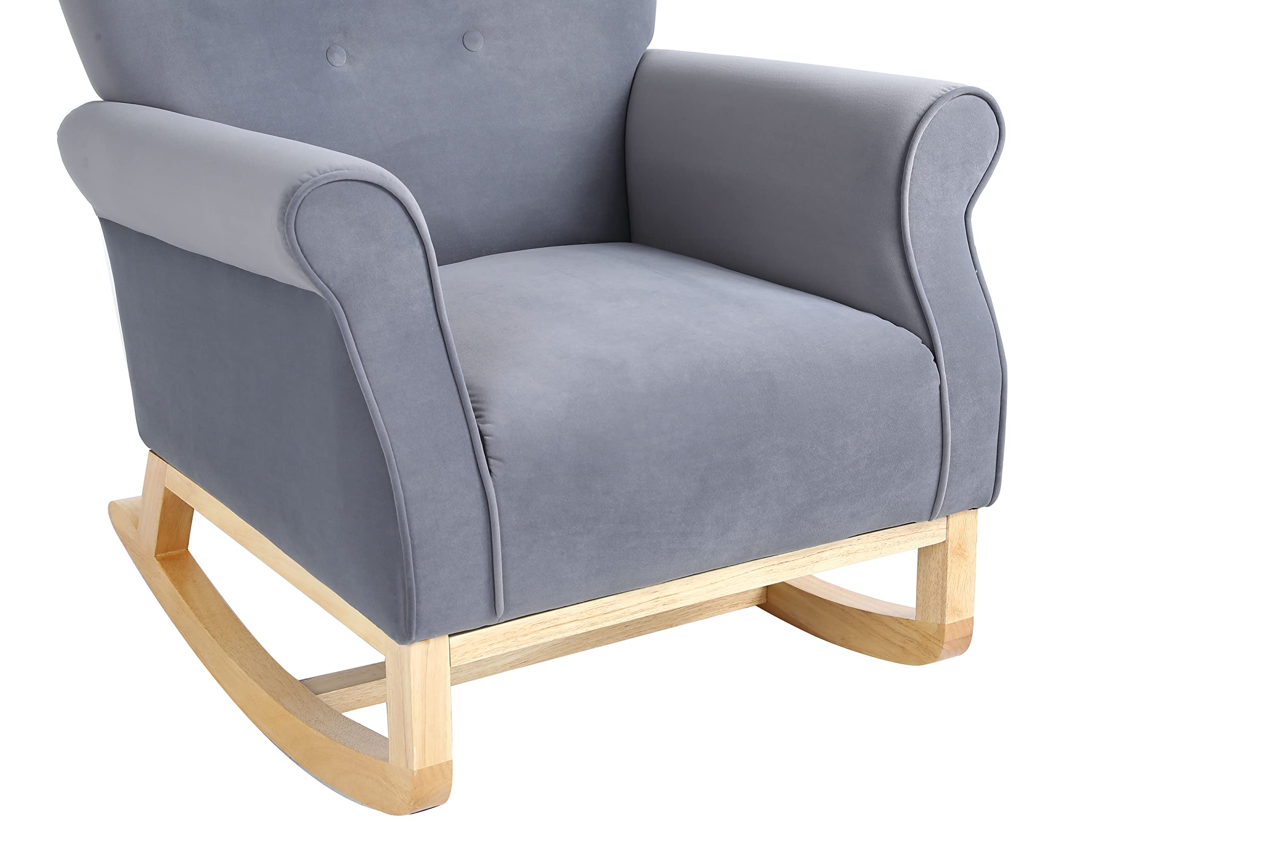 Nicbex High Back Rocking Chair - Velvet Upholstered Nursery Glider & Baby Rocker with Smooth Motion, Grey | Perfect for Nursing, Feeding, and Soothing Babies in Nursery or Bedroom
