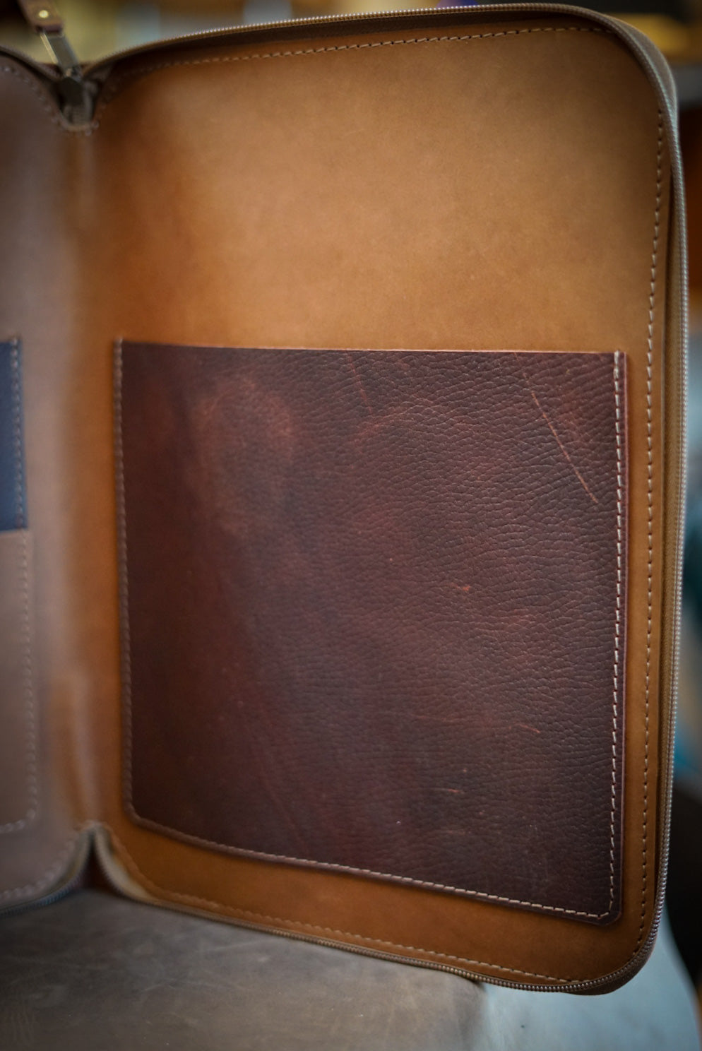 Premium Two-Tone Pebble Brown Padfolio - Professional Leather Writing Portfolio for Business Meetings & Office Use