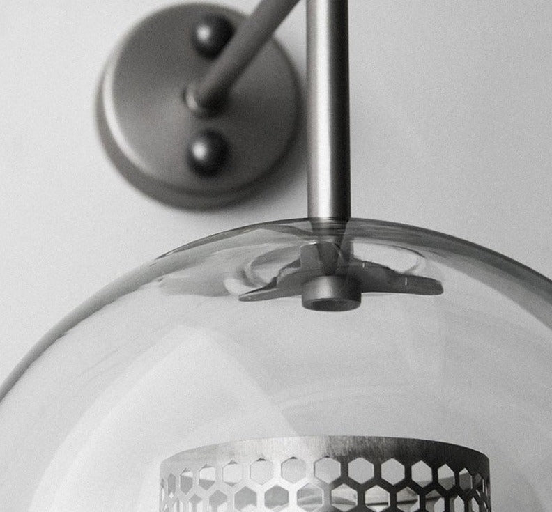Honeycomb Glass & Metal Sconce Light Fixture - Modern Wall Lighting for Living Room, Bedroom & Hallway - Final Sale
