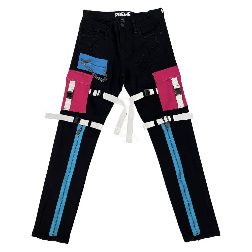 PREMIUM Men's Miami Vice Black Denim Jeans - Stylish Slim Fit Travel Pants for Casual Wear & Night Out