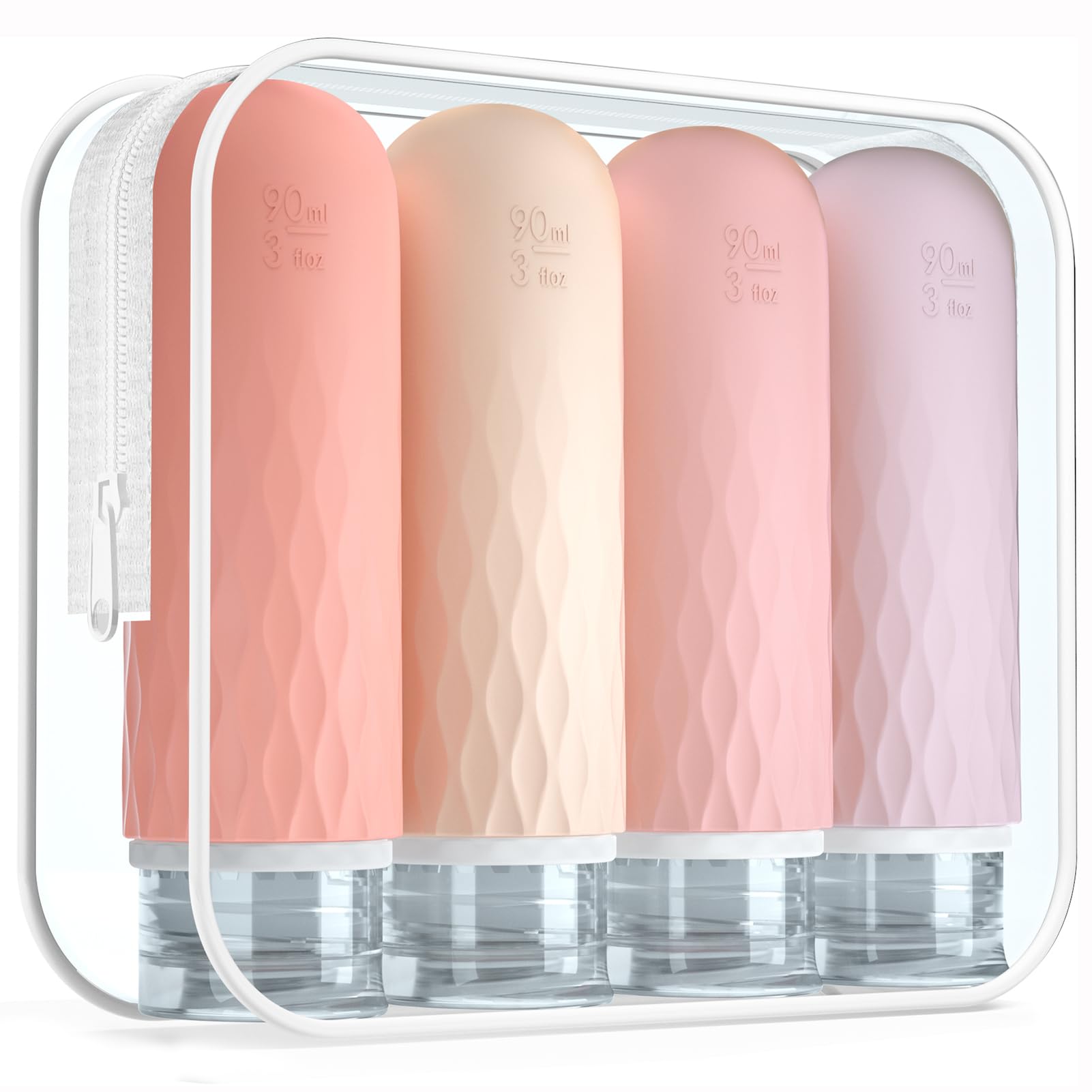 Gemice 4-Pack TSA Approved 3oz Travel Bottles - BPA Free Leak Proof Squeezable Toiletry Containers for Shampoo, Conditioner & Lotion | Perfect for Air Travel, Gym & Vacation Essentials