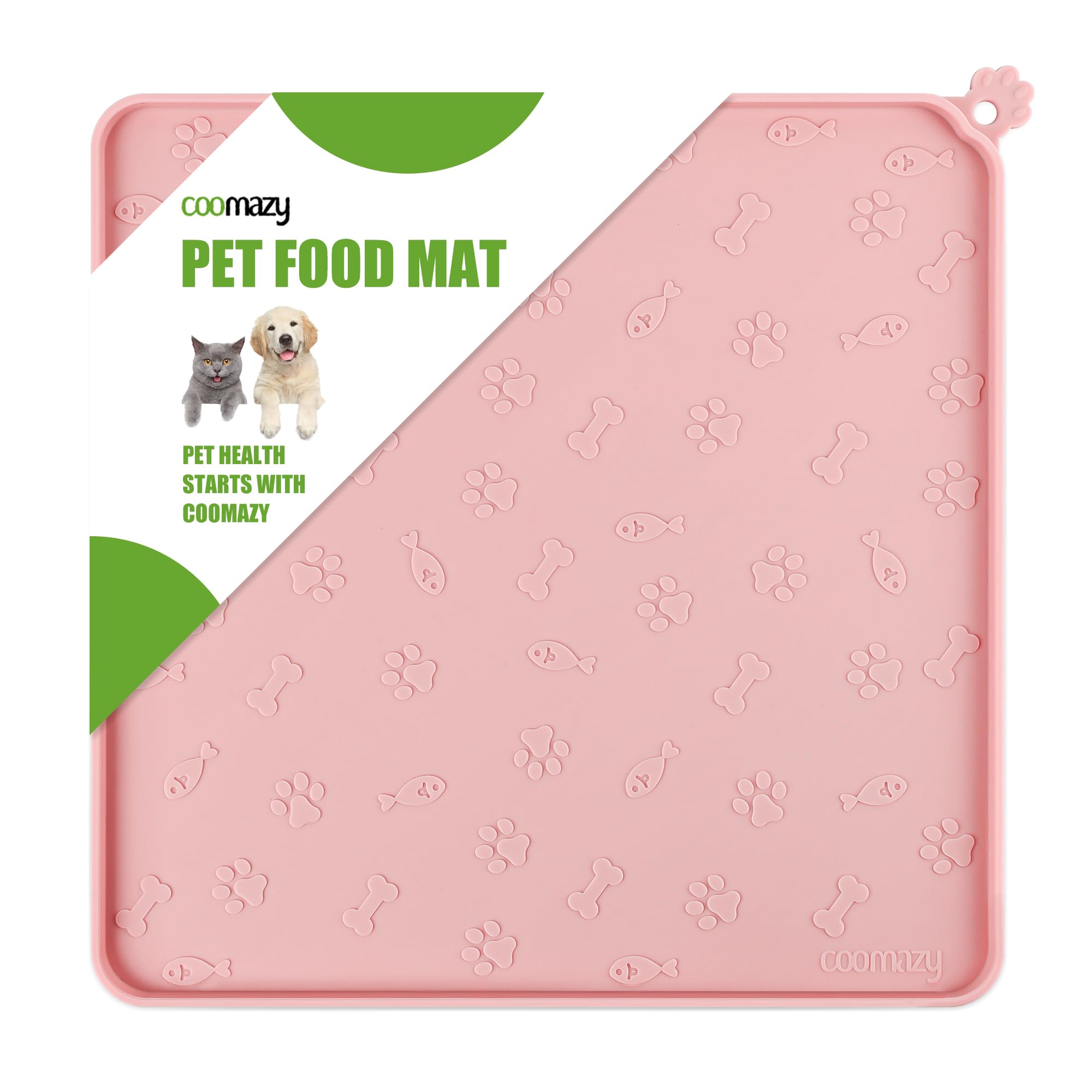 Premium Waterproof Non-Slip Silicone Pet Food Mat for Cats & Dogs - Thickened Design with Raised Edges to Prevent Spills - Pink | Perfect for Messy Eaters, Under Food Bowls, and Easy Cleanup in Kitchens