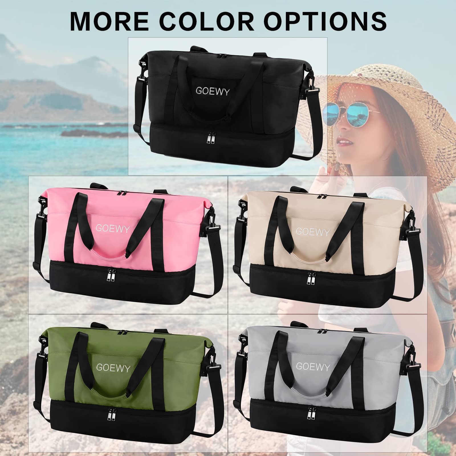 Lightweight Gym Bag for Women & Men - Sports Duffel Bag with Shoes Compartment & Wet Pocket - Perfect for Travel, Yoga, Football, Basketball, School & Weekend Getaways - Carry On Duffle Bag with Key Purse