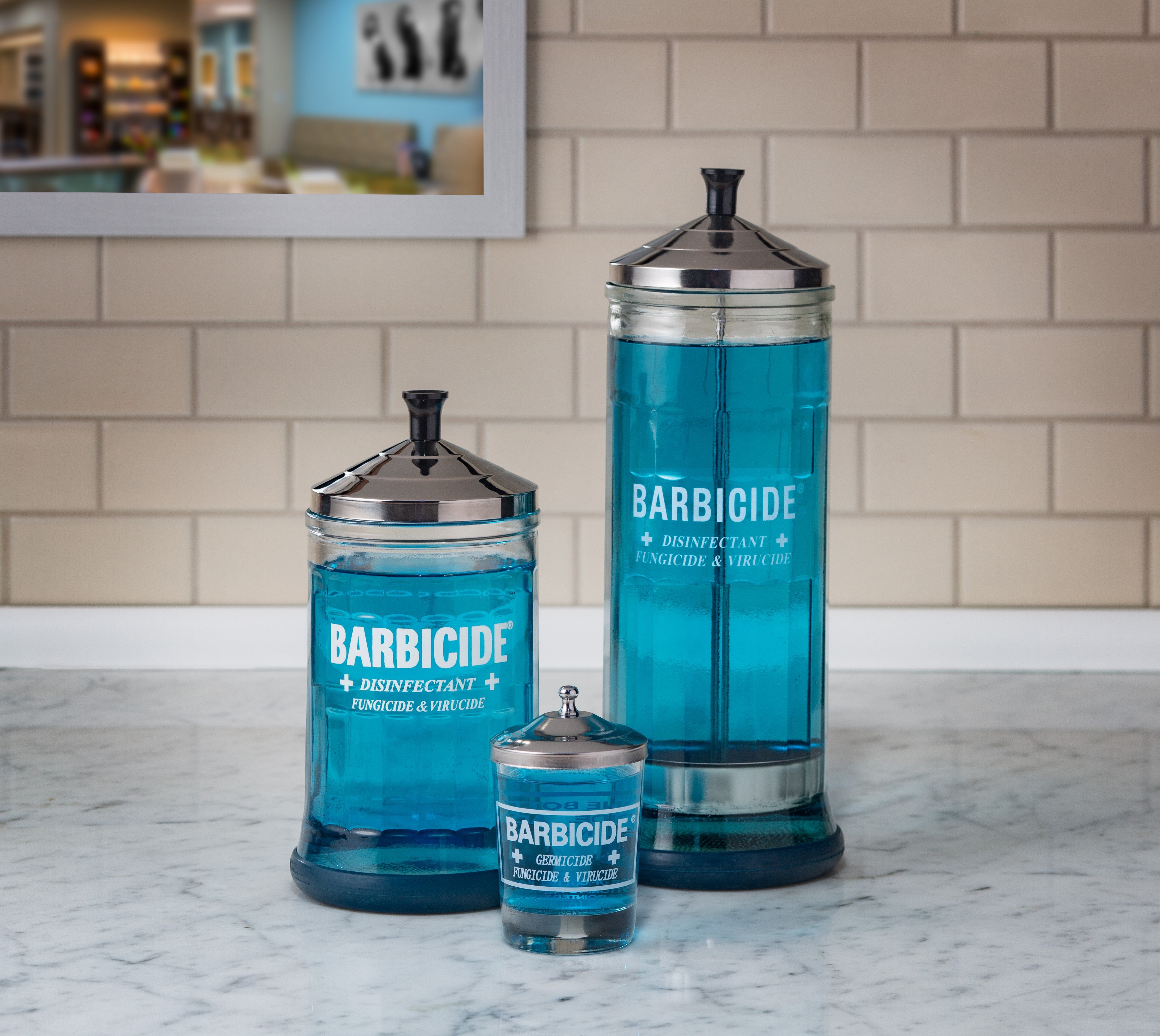 Barbicide Manicure Jar - Small, Medium & Large Sizes for Nail Salon Disinfection | Professional Manicure & Pedicure Tools Sanitizer for Salons, Spas & Home Use