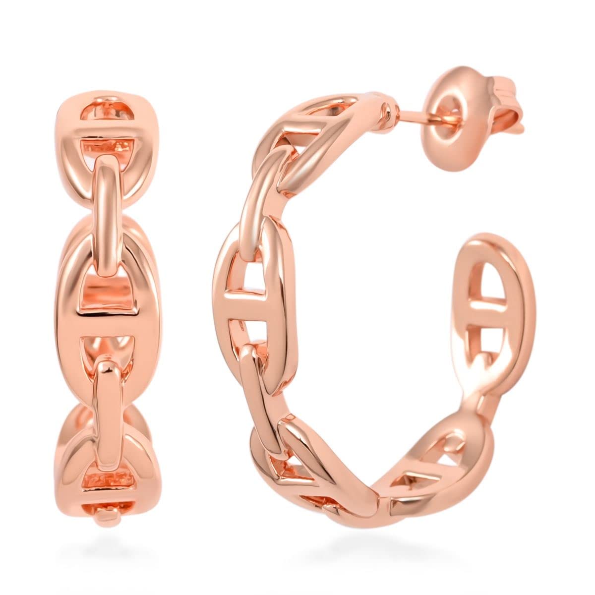 SHOP LC Mariner Link Hoop Earrings for Women - 4.80 Grams Sterling Silver Dangle Jewelry - Perfect Graduation Gift & Everyday Fashion Accessory