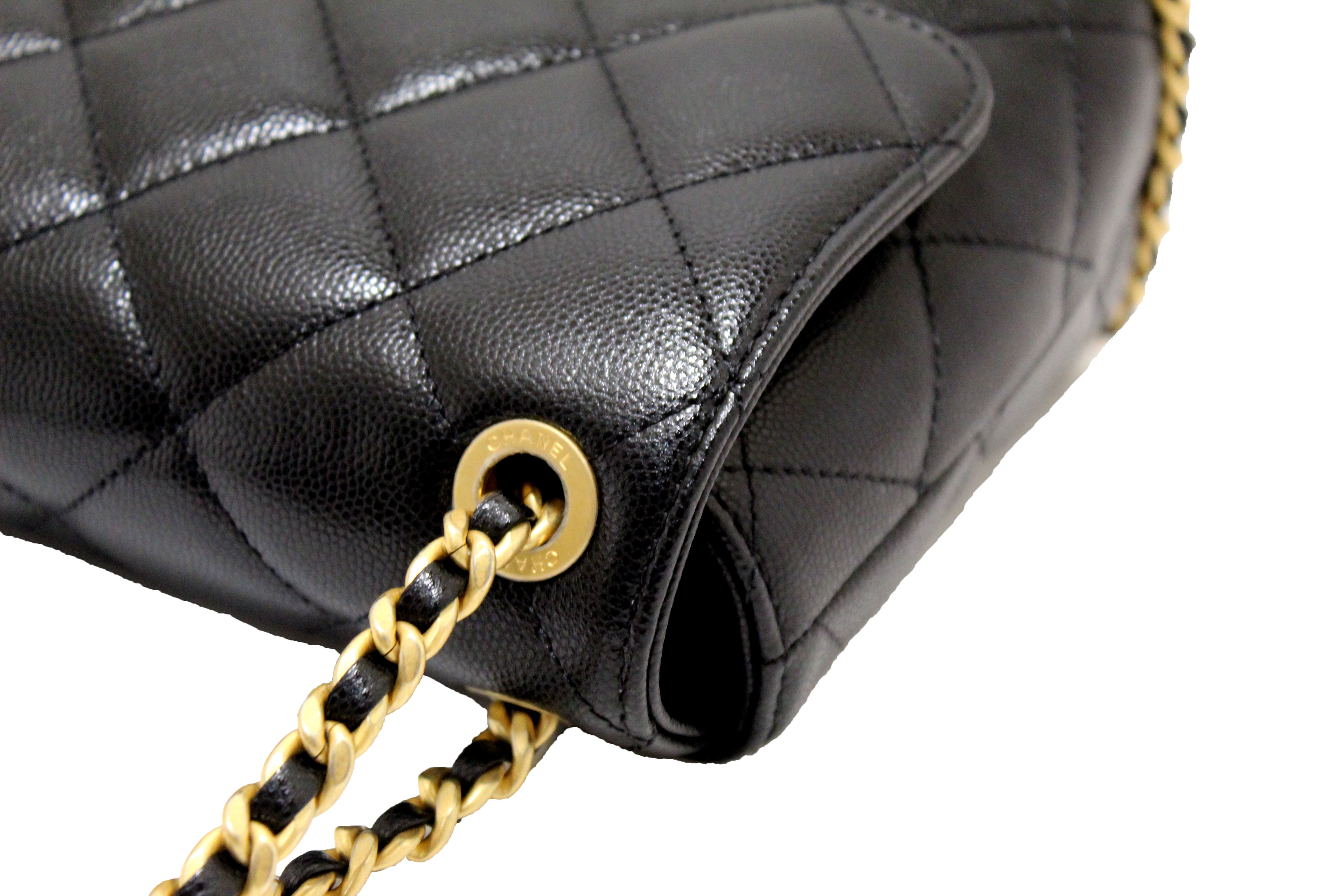Authentic Chanel Black Quilted Caviar Leather Camellia Chain Flap Shoulder Bag - Luxury Designer Handbag for Women, Perfect for Evening Parties, Weddings & Special Occasions