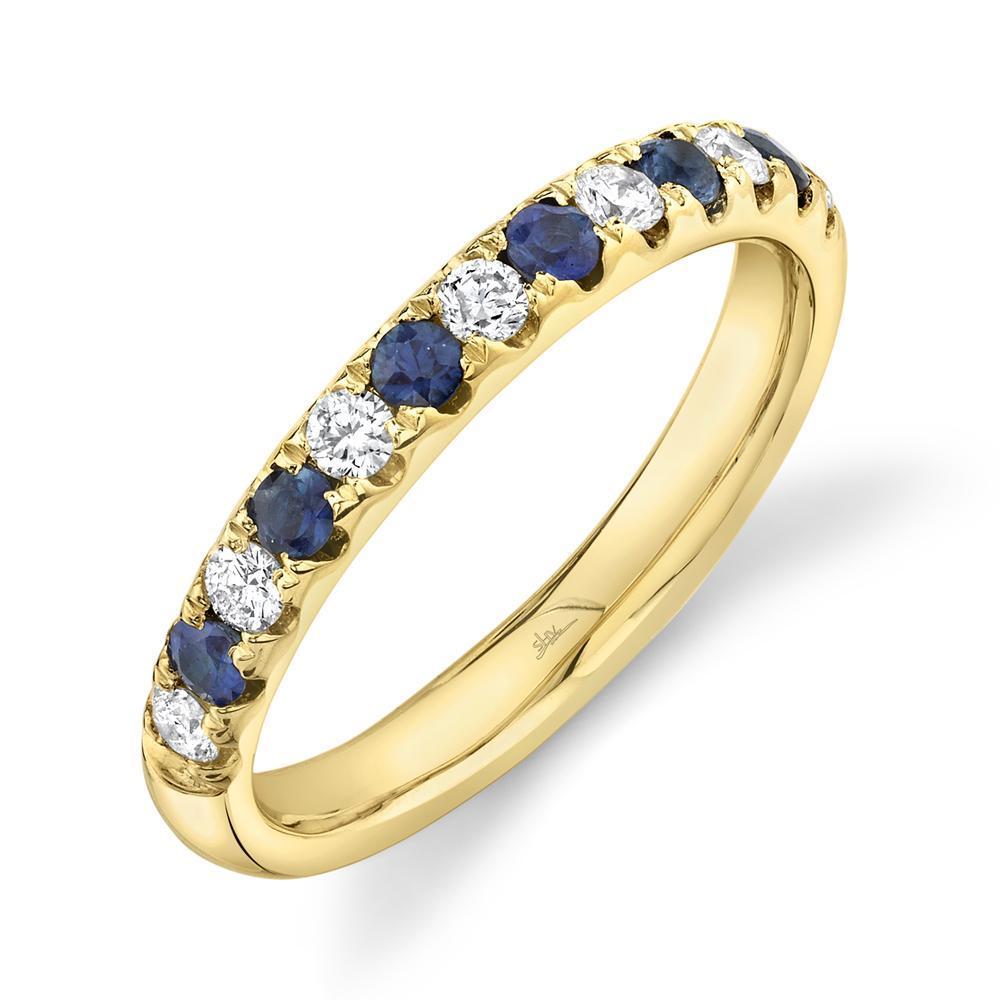 14K Gold 0.60 CTW Round Sapphire & Diamond Wedding Band Ring - Perfect for Engagement, Anniversary & Bridal Jewelry Gifts