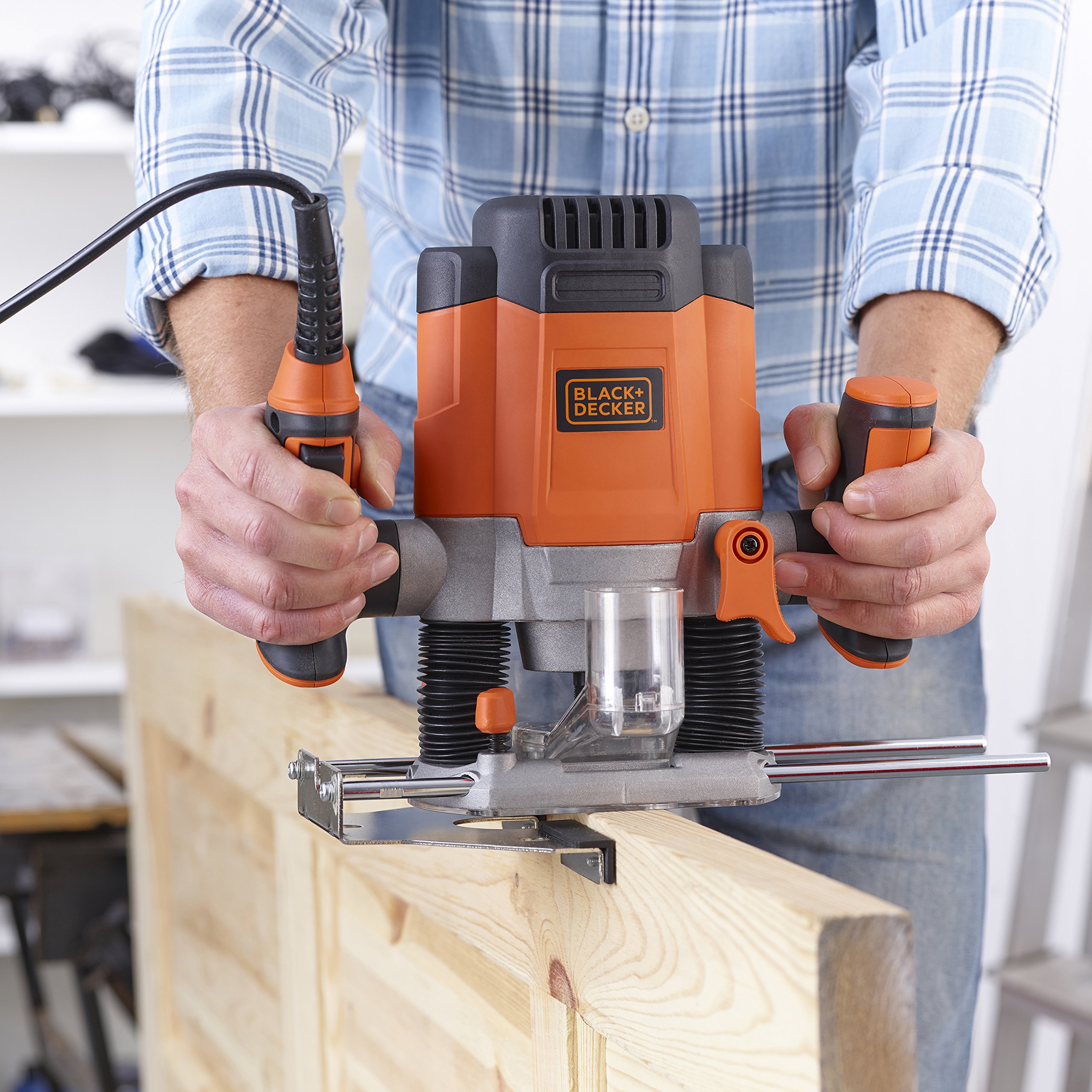 BLACK + DECKER KW1200EKA-QS 1200W Milling Machine with Accessories & Carrying Case - Powerful 1.2KW Electric Mill for Woodworking, Metal Cutting & DIY Projects - Orange Power Tool for Home Workshop & Professional Use