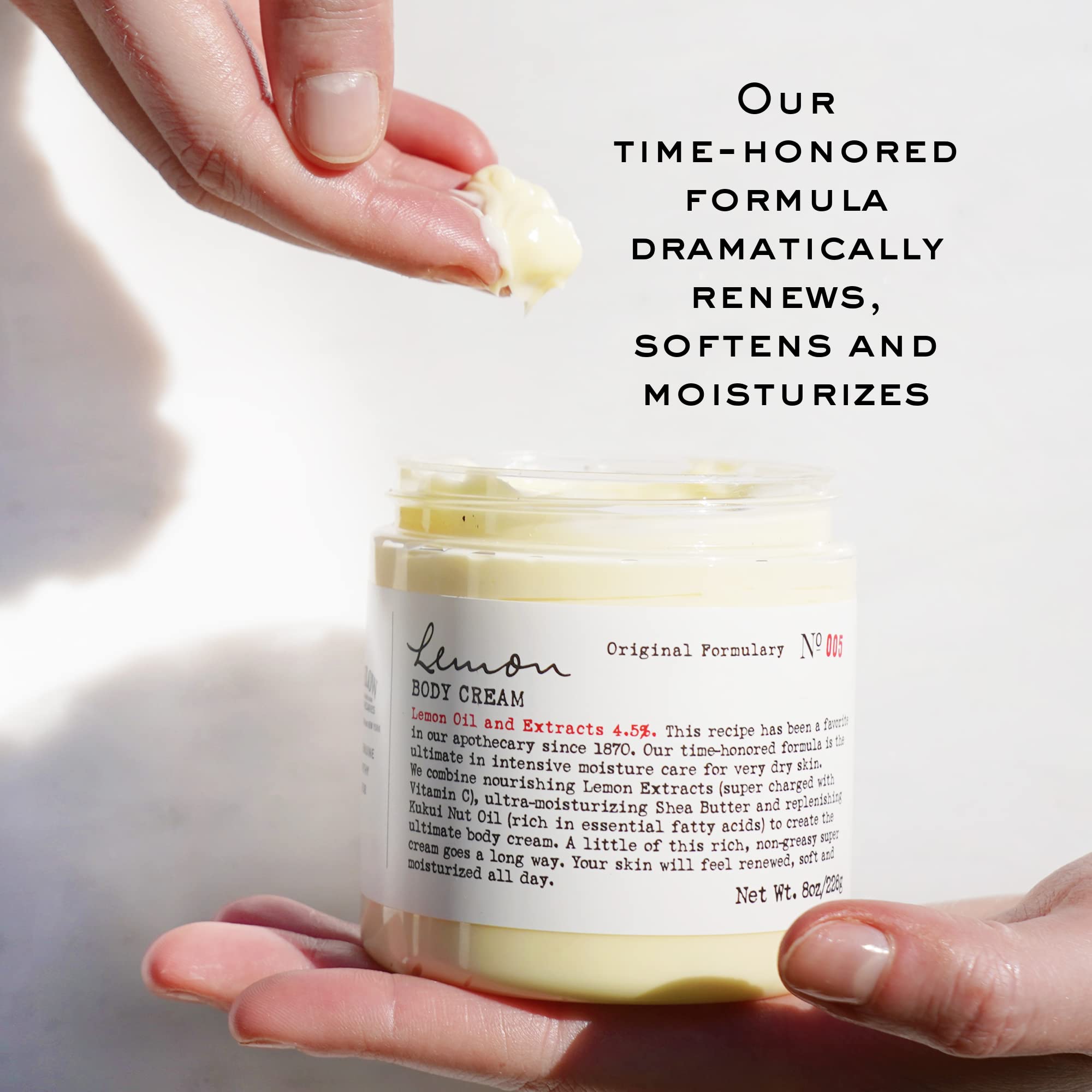 C.O. Bigelow Lemon Body Cream - Ultra Moisturizing Shea Butter & Kukui Nut Oil Body Lotion with Lemon Extract for Dry Skin - 8 oz - Perfect for Daily Hydration & After-Shower Care