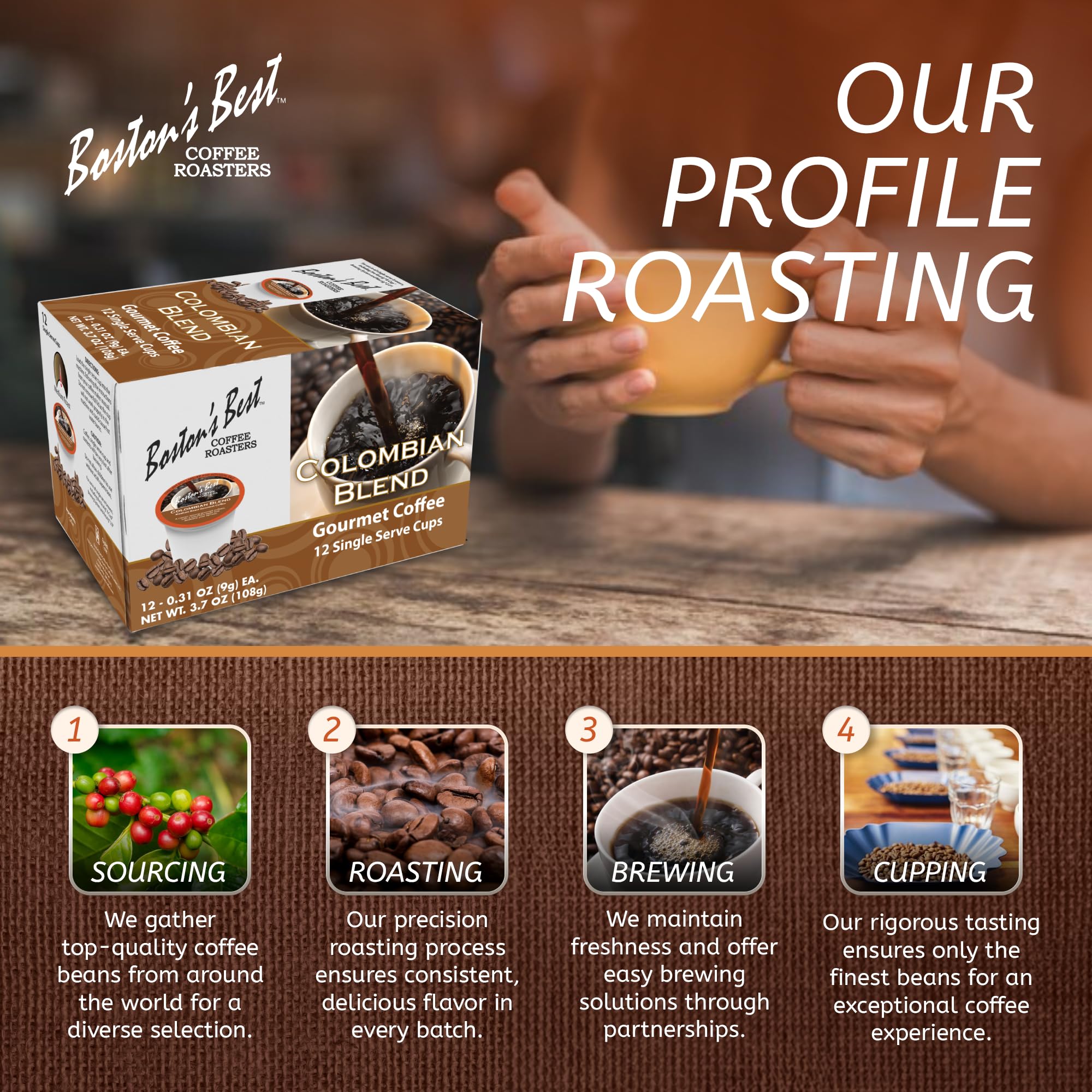Boston’s Best Colombian Blend Gourmet Coffee – Medium Roast, Bold Flavor, Keurig Compatible K-Cups (12 Count) – Perfect for Home, Office & Morning Brews