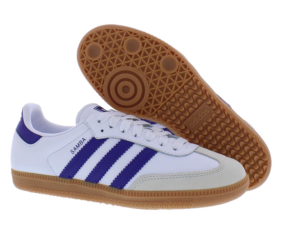 adidas Samba OG Women's Sneakers - White/Energy Ink/Gum Sole - Size 7.5 - Classic Casual Shoes for Women, Perfect for Streetwear, Gym, and Everyday Fashion