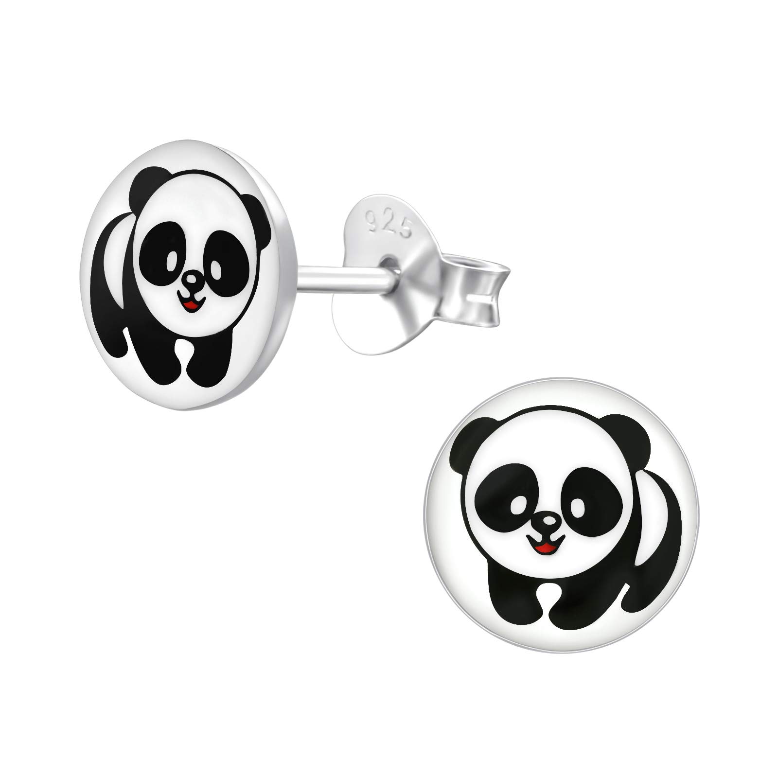 Monkimau Cute Panda Stud Earrings for Women & Girls - Hypoallergenic 925 Sterling Silver Jewelry - Valentine's Day Gift, Birthday Present for Teens & Kids - Perfect for Casual Wear, School & Special Occasions