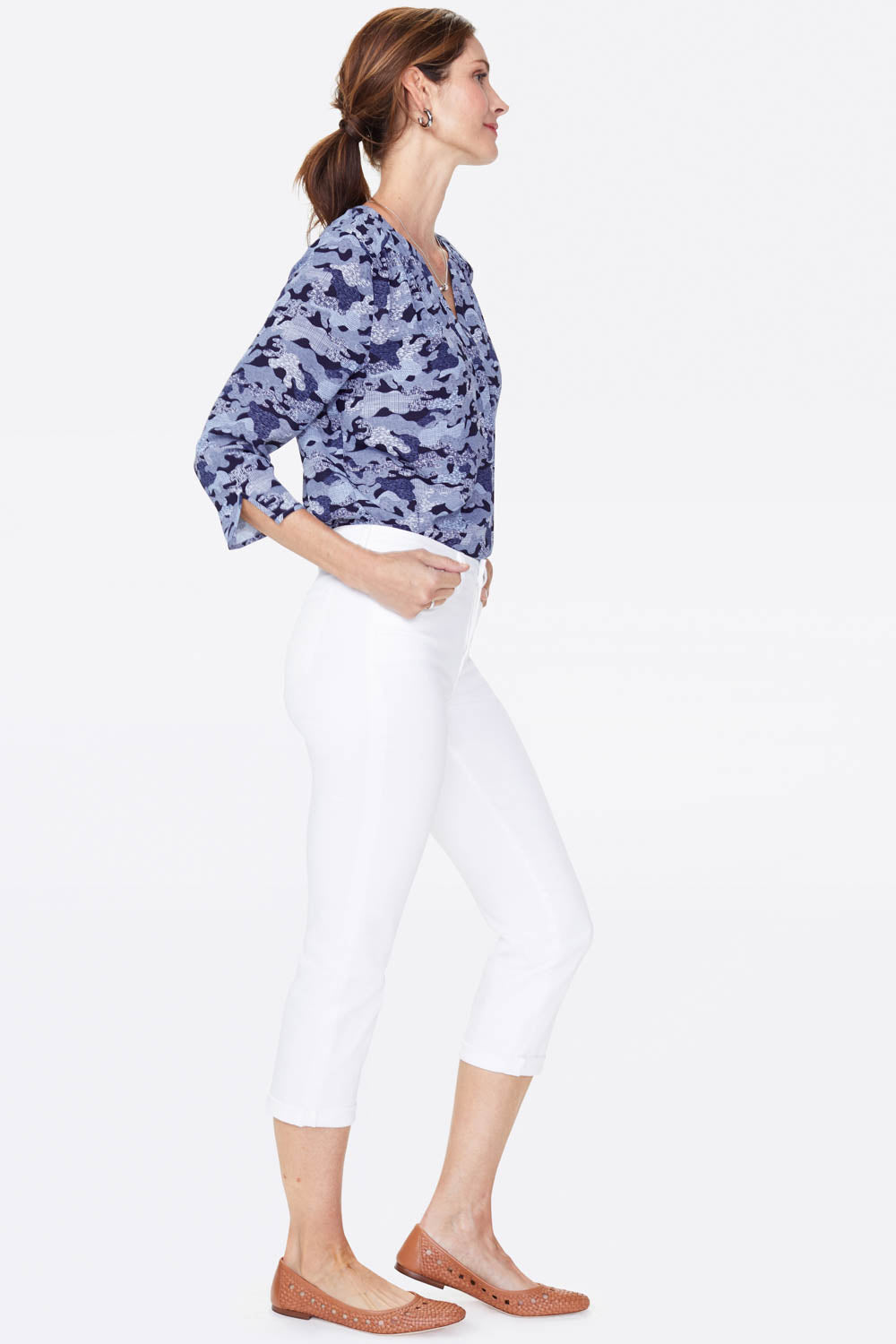 Chloe Skinny Capri Jeans for Women - Petite Fit in Optic White | Stretch Denim Pants for Casual Wear & Summer Outfits