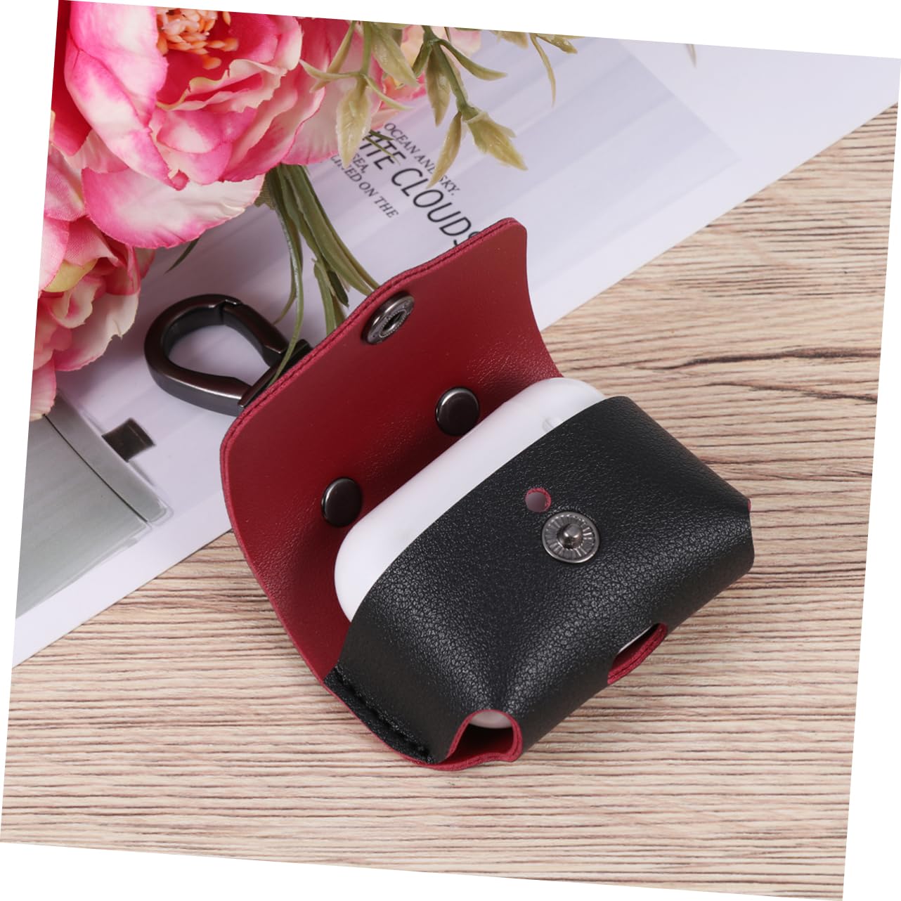 2-Pack Cute Imitation Leather Keychain Earphone Case for AirPods Pro - Anti-Loss Protective Cover with Carabiner Clip | Perfect for Gym, Travel & Daily Commute
