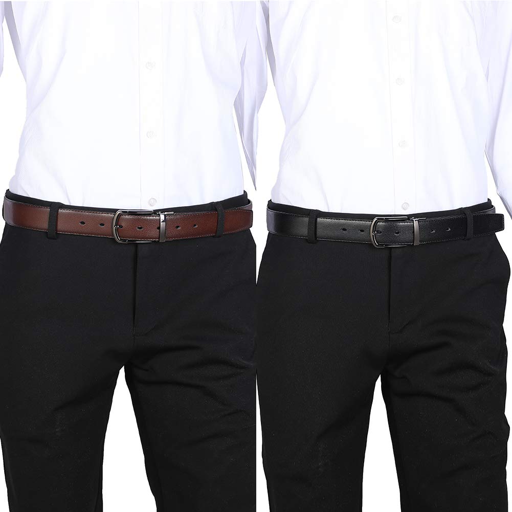 Men's Big & Tall Leather Belts - Black & Brown Reversible Dress Belt for Formal & Casual Wear | Perfect for Office, Business, Wedding & Everyday Use