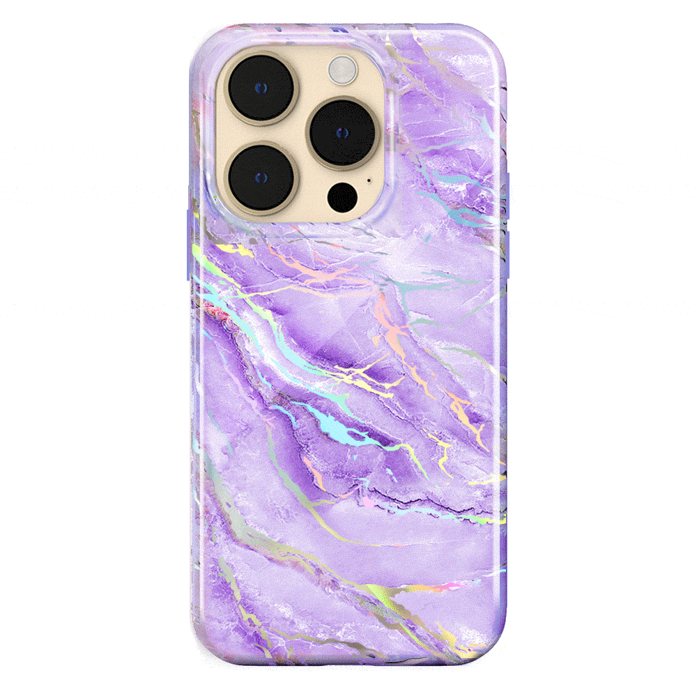 Purple Holographic Moonstone iPhone Case - Durable & Stylish Phone Cover for iPhone 13/14/15 Pro Max - Perfect for Everyday Use, Travel & Gift Giving