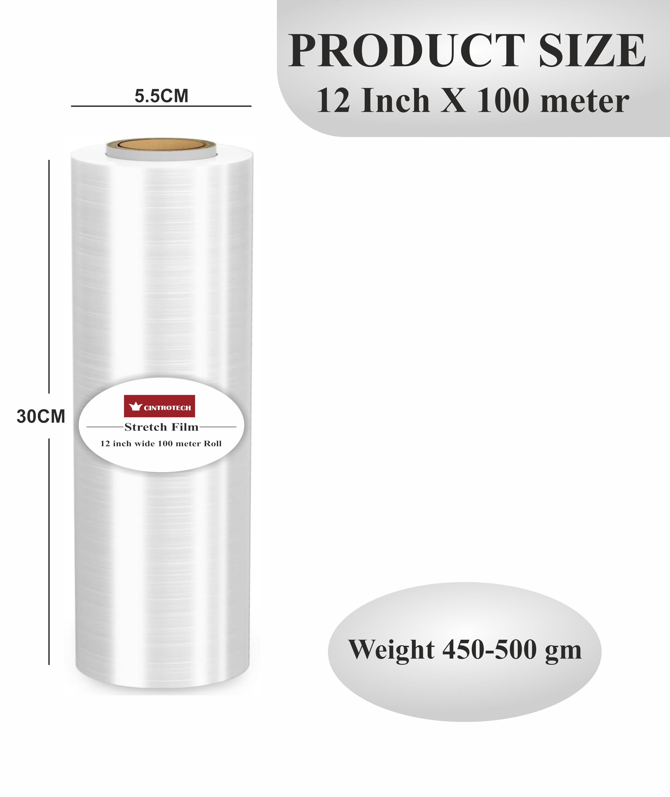 Eco-Friendly Biodegradable Packing Wrap Roll - 12 Inch (300mm) x 100 Meters, White | Sustainable Shipping Material for Ecommerce, Gift Wrapping & Food Storage